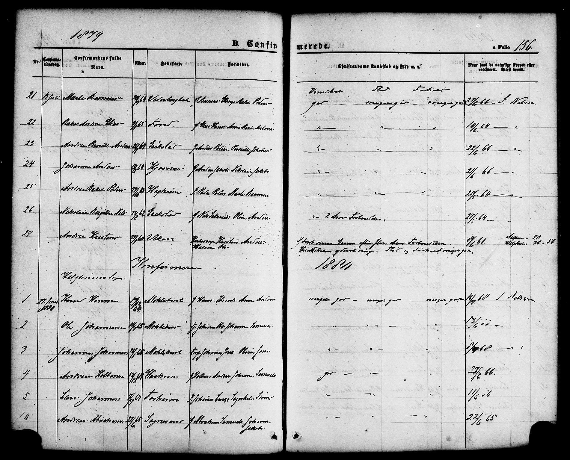 Jølster sokneprestembete, SAB/A-80701/H/Haa/Haaa/L0011: Parish register (official) no. A 11, 1866-1881, p. 156