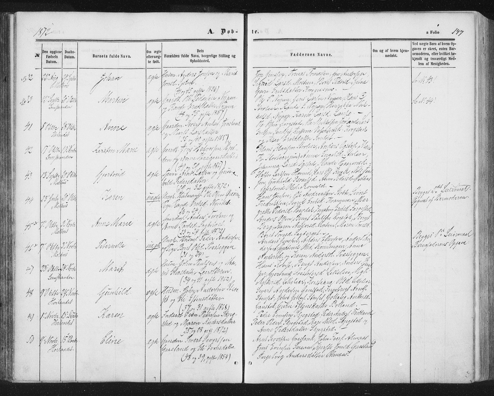 Ministerialprotokoller, klokkerbøker og fødselsregistre - Sør-Trøndelag, AV/SAT-A-1456/691/L1077: Parish register (official) no. 691A09, 1862-1873, p. 147