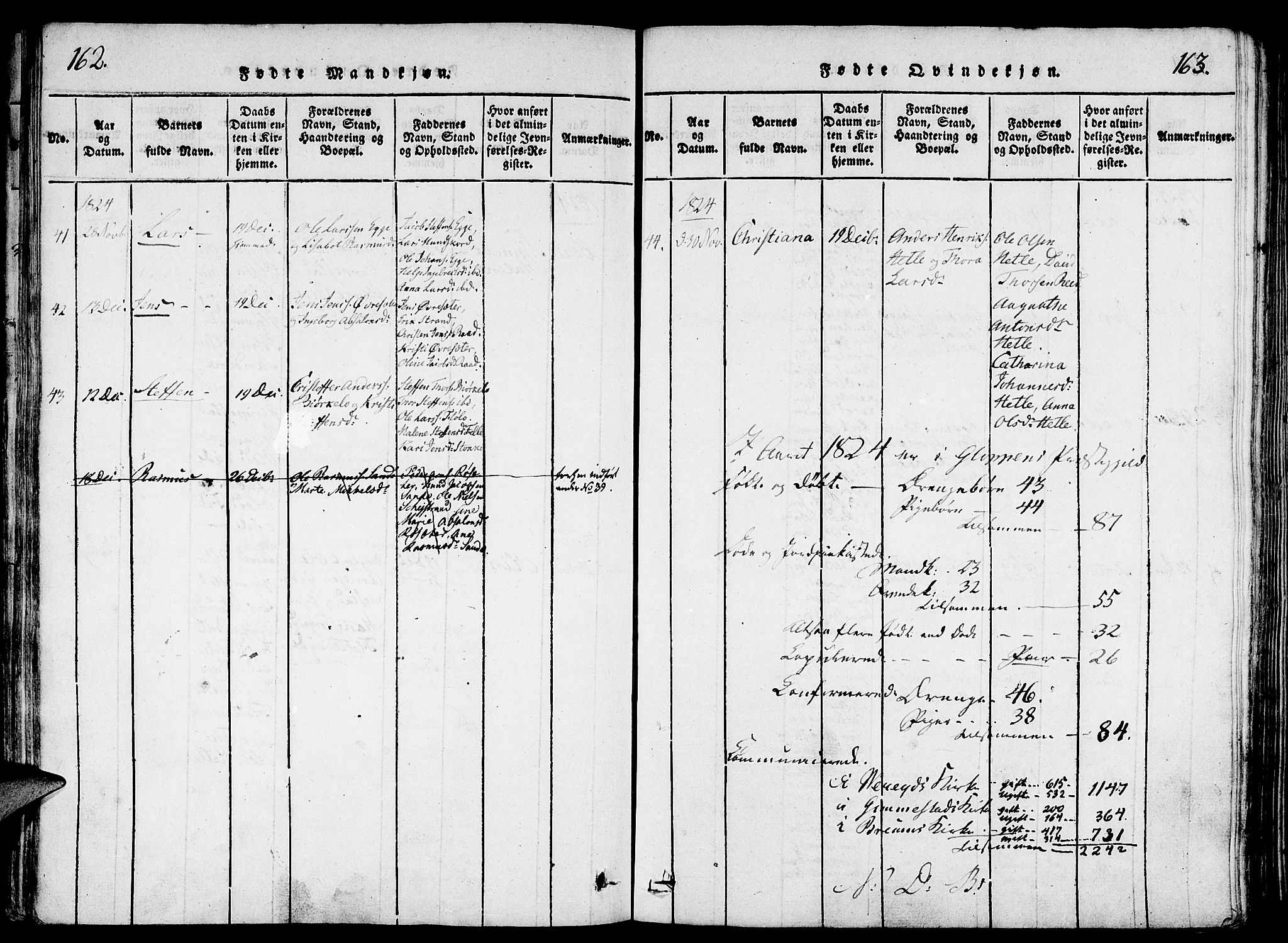 Gloppen sokneprestembete, SAB/A-80101/H/Haa/Haaa/L0006: Parish register (official) no. A 6, 1816-1826, p. 162-163