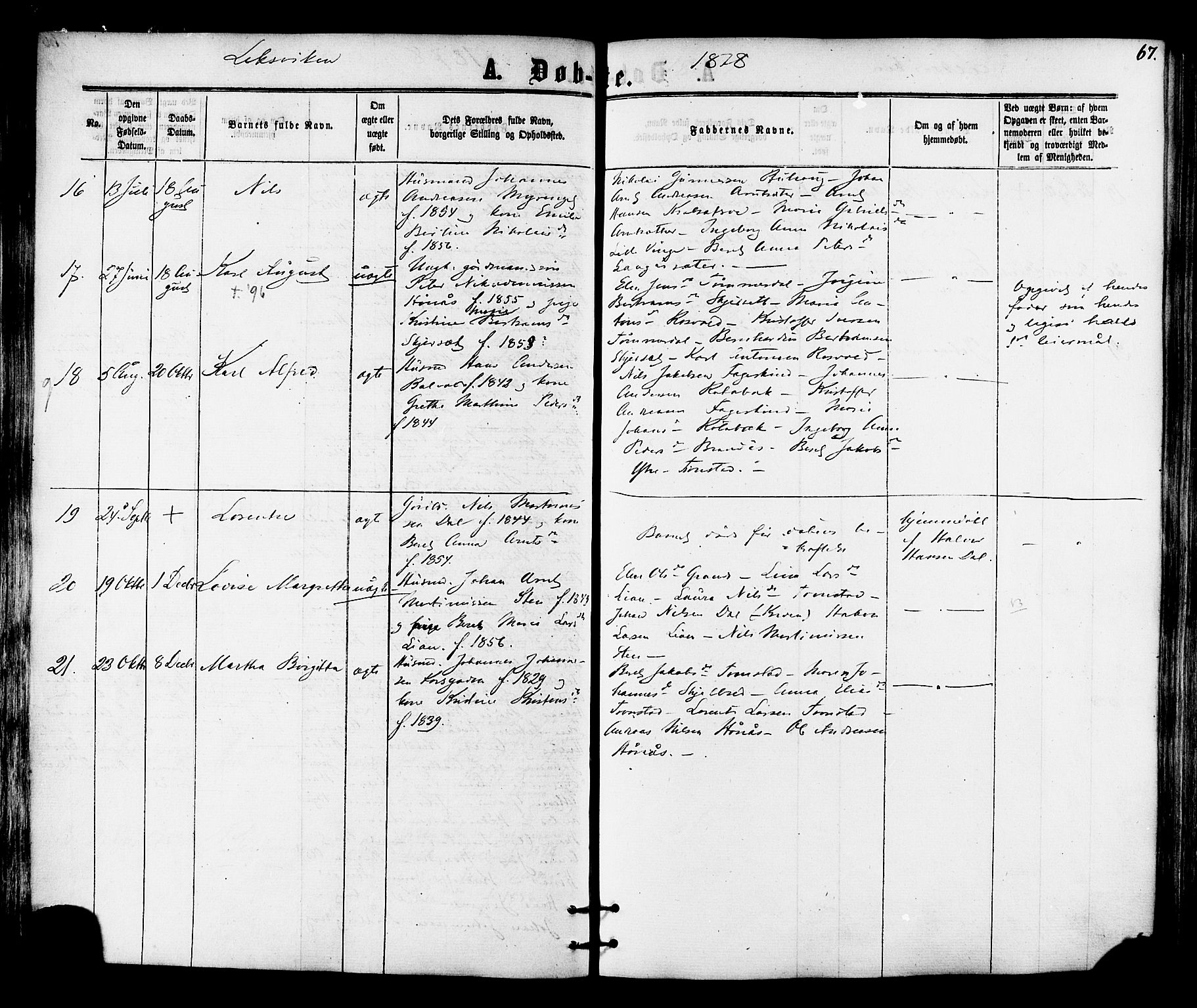 Ministerialprotokoller, klokkerbøker og fødselsregistre - Nord-Trøndelag, AV/SAT-A-1458/701/L0009: Parish register (official) no. 701A09 /1, 1864-1882, p. 67