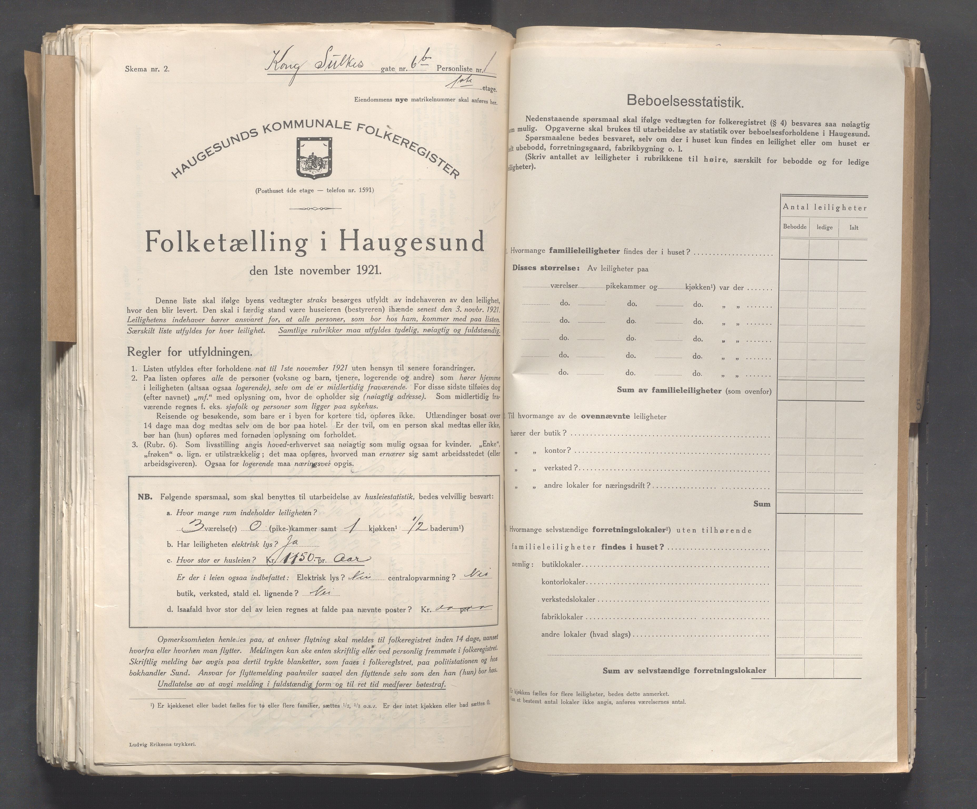 IKAR, Local census 1.11.1921 for Haugesund, 1921, p. 2955