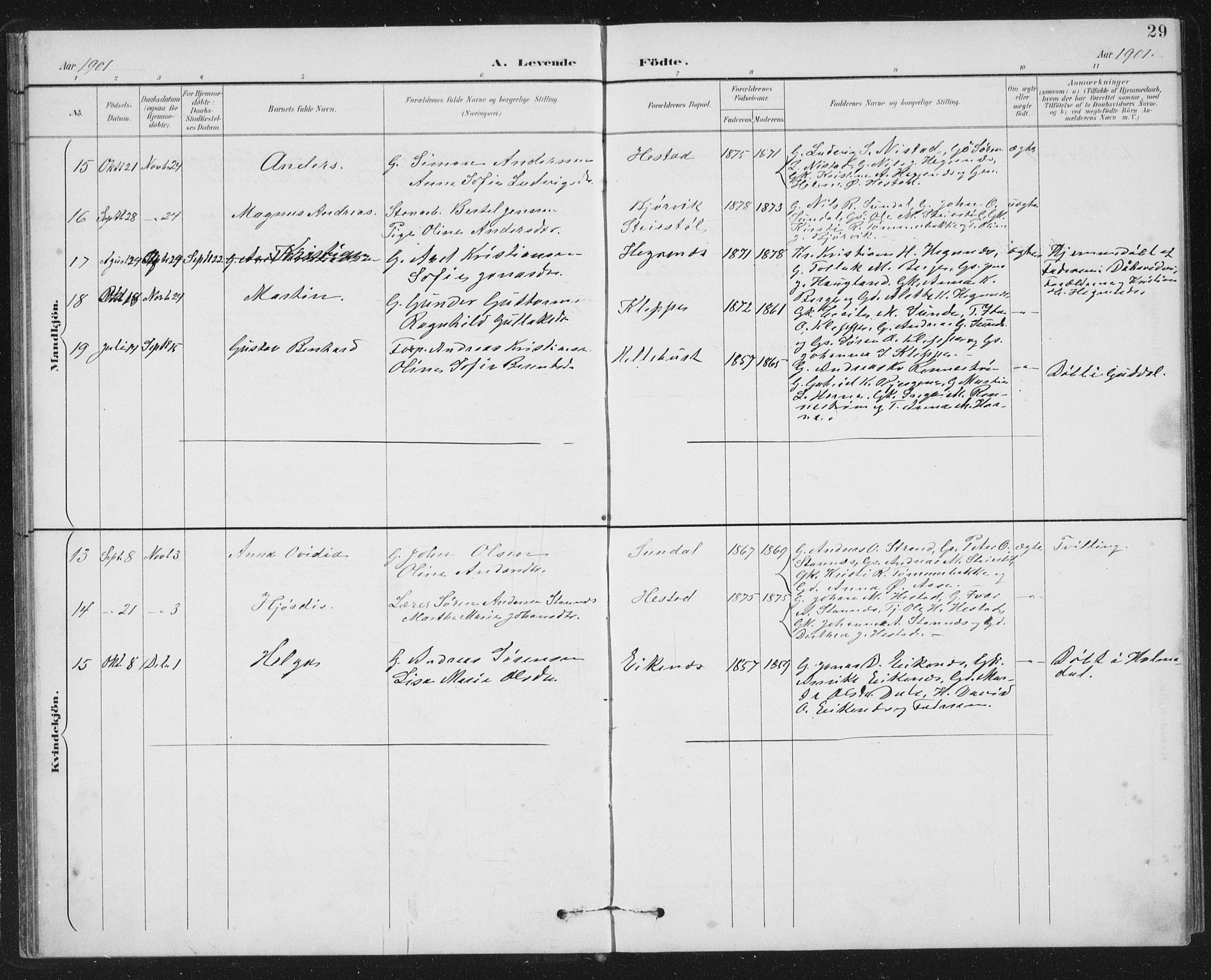 Fjaler sokneprestembete, SAB/A-79801/H/Hab/Habc/L0003: Parish register (copy) no. C 3, 1894-1917, p. 29