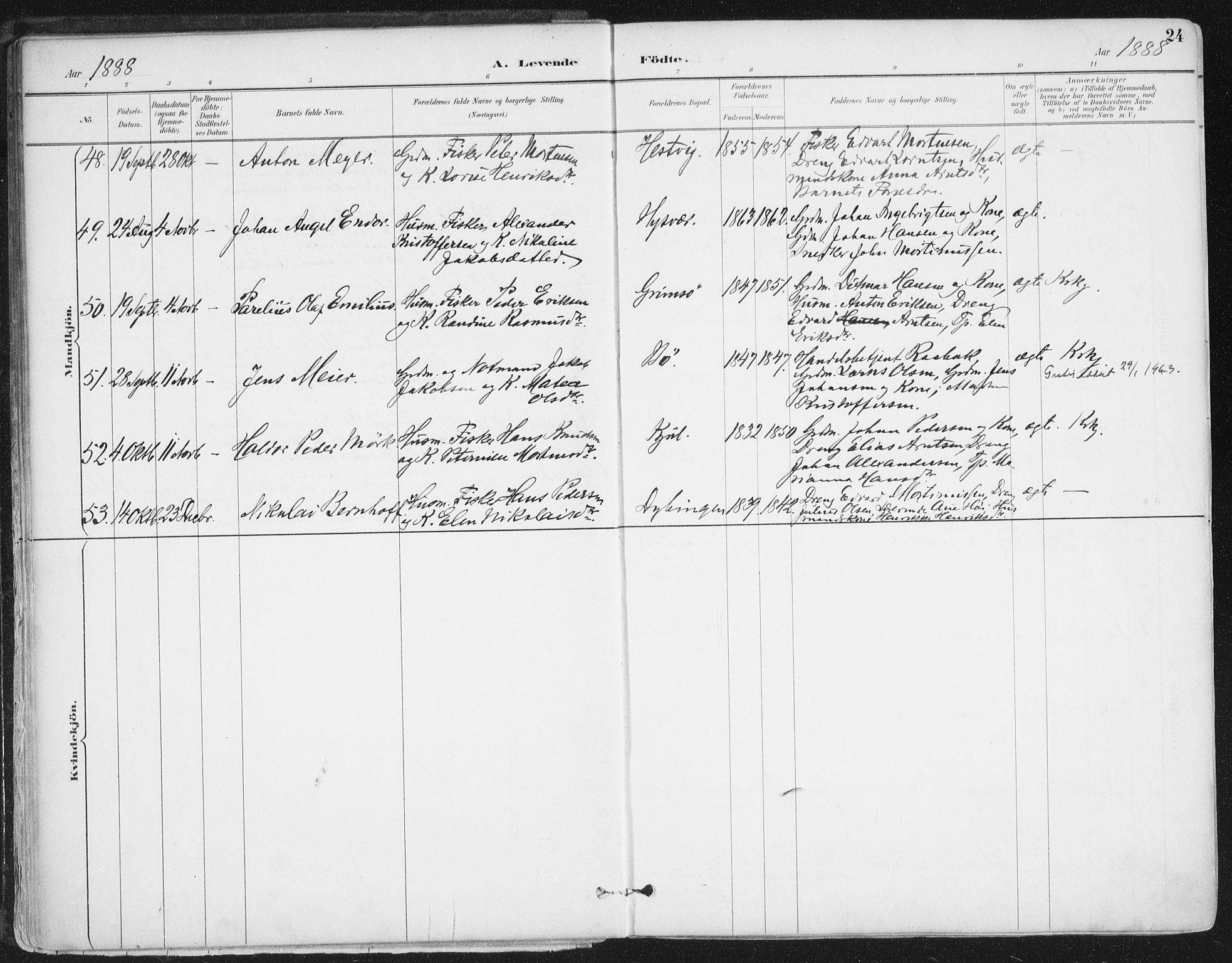 Ministerialprotokoller, klokkerbøker og fødselsregistre - Nordland, AV/SAT-A-1459/816/L0244: Parish register (official) no. 816A10, 1886-1903, p. 24