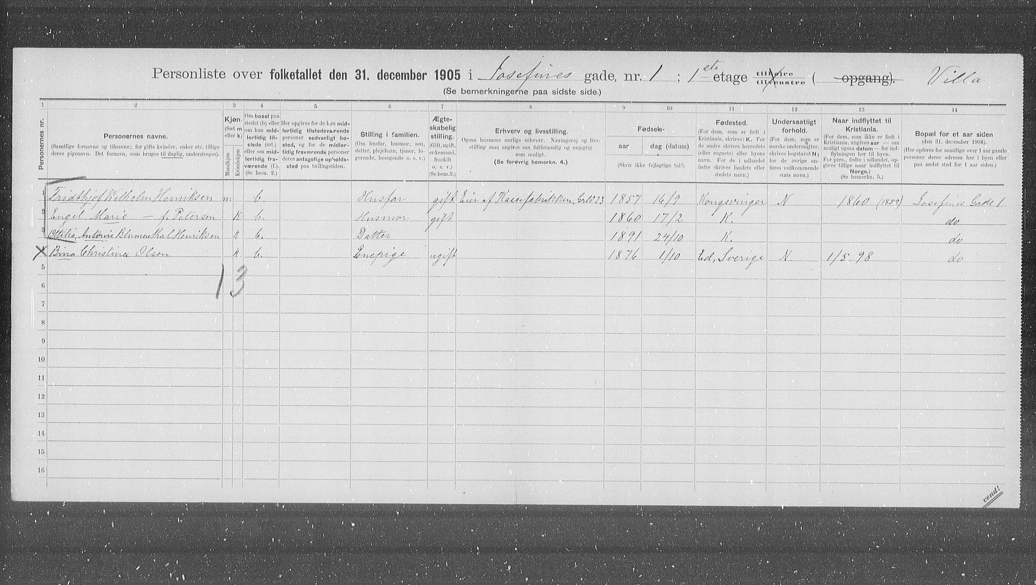 OBA, Municipal Census 1905 for Kristiania, 1905, p. 24814