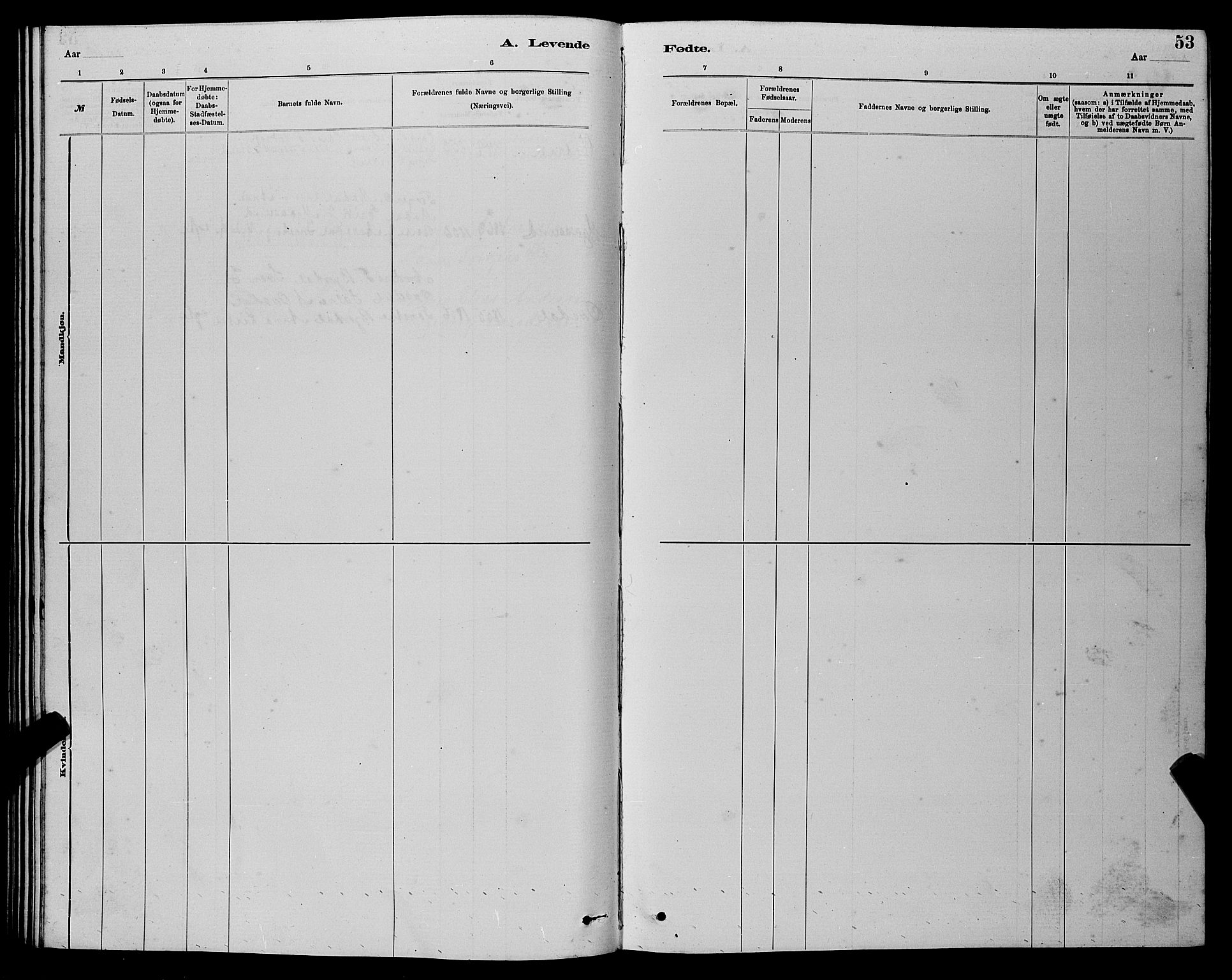 Bakke sokneprestkontor, SAK/1111-0002/F/Fb/Fba/L0002: Parish register (copy) no. B 2, 1879-1893, p. 53