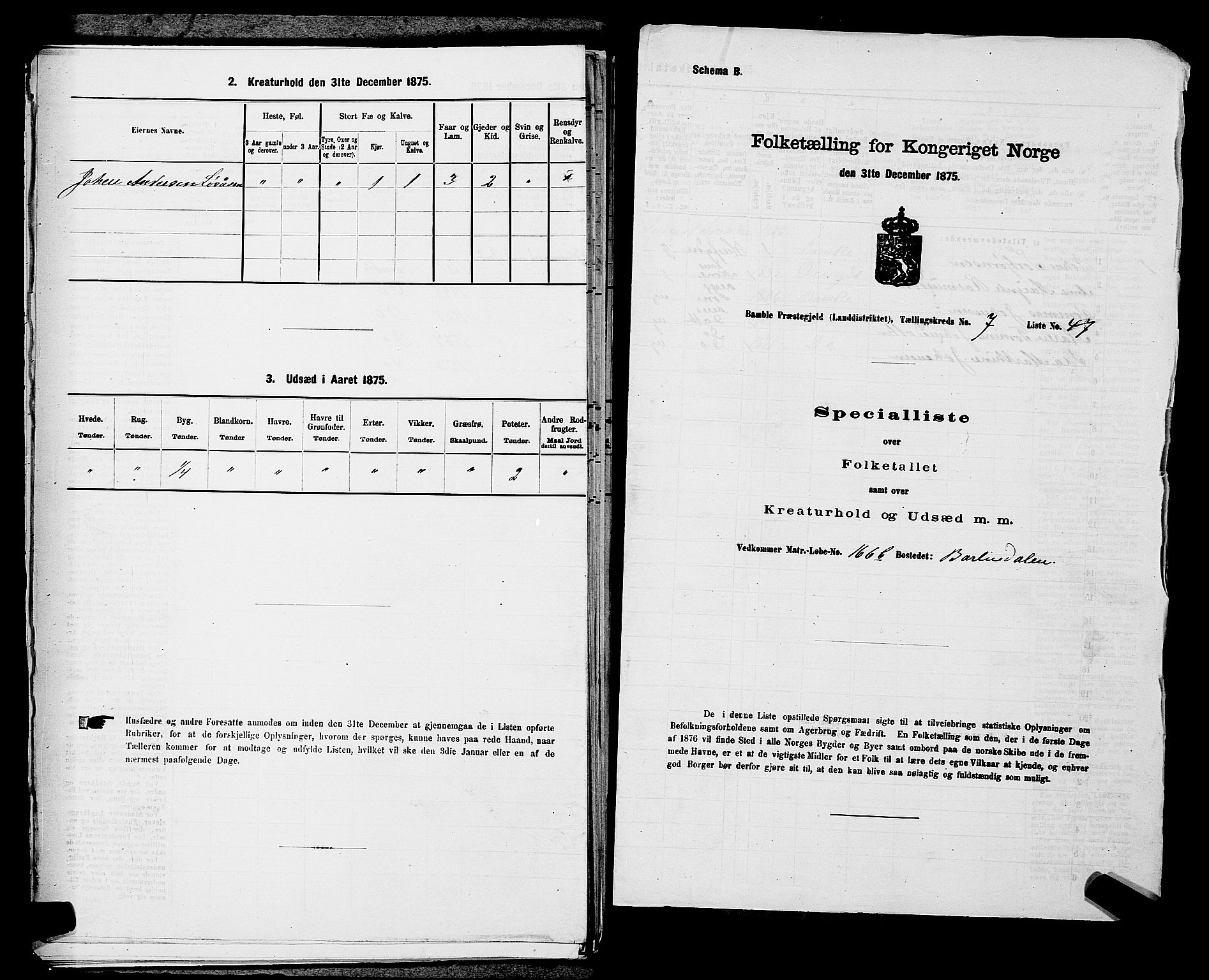 SAKO, 1875 census for 0814L Bamble/Bamble, 1875, p. 1037