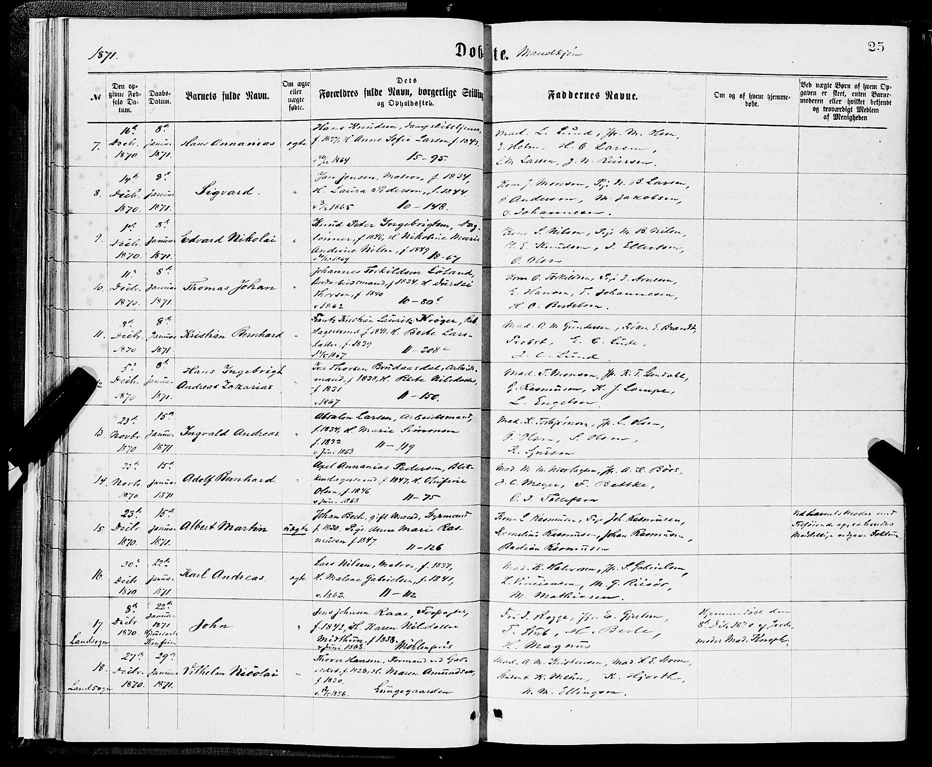 Domkirken sokneprestembete, AV/SAB-A-74801/H/Hab/L0013: Parish register (copy) no. B 6, 1869-1876, p. 25