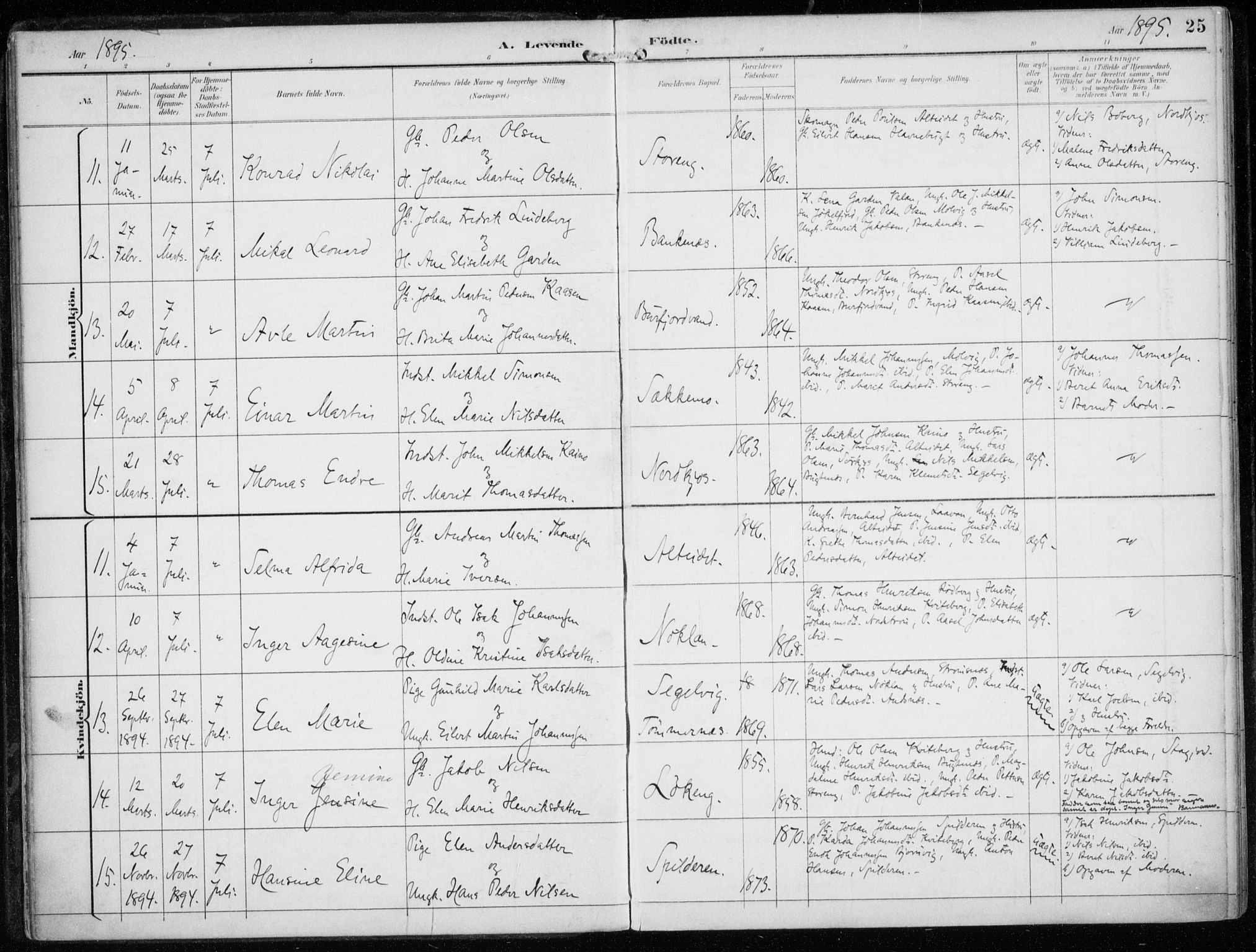 Skjervøy sokneprestkontor, AV/SATØ-S-1300/H/Ha/Haa/L0016kirke: Parish register (official) no. 16, 1892-1908, p. 25