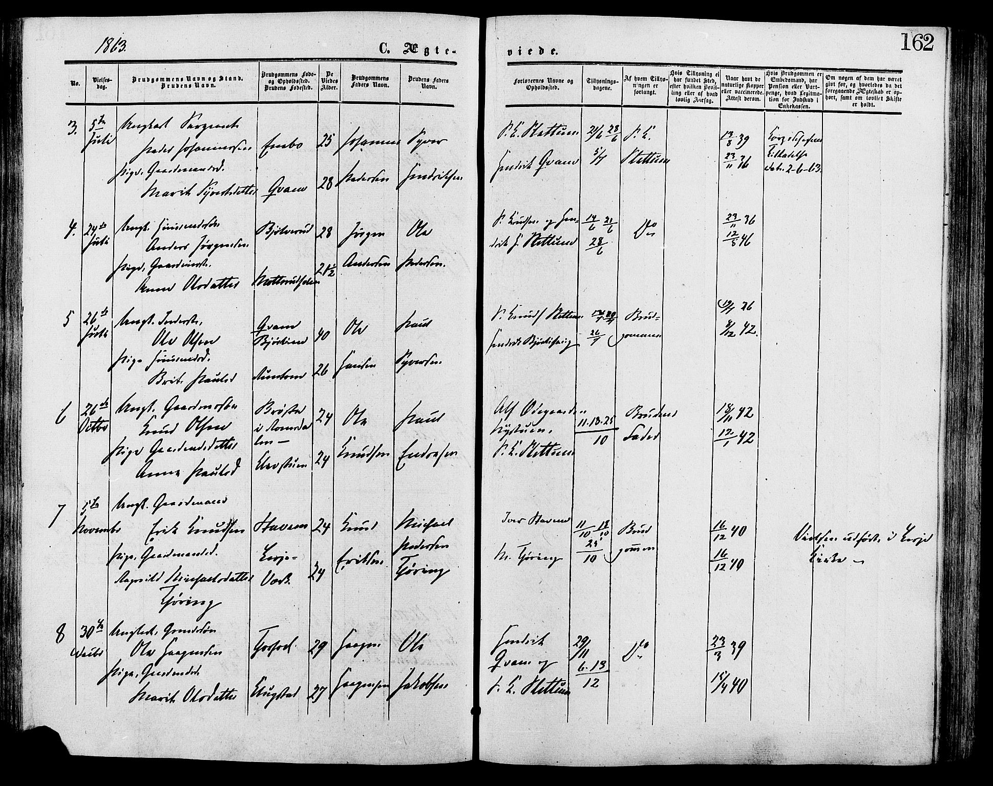 Lesja prestekontor, SAH/PREST-068/H/Ha/Haa/L0009: Parish register (official) no. 9, 1854-1889, p. 162