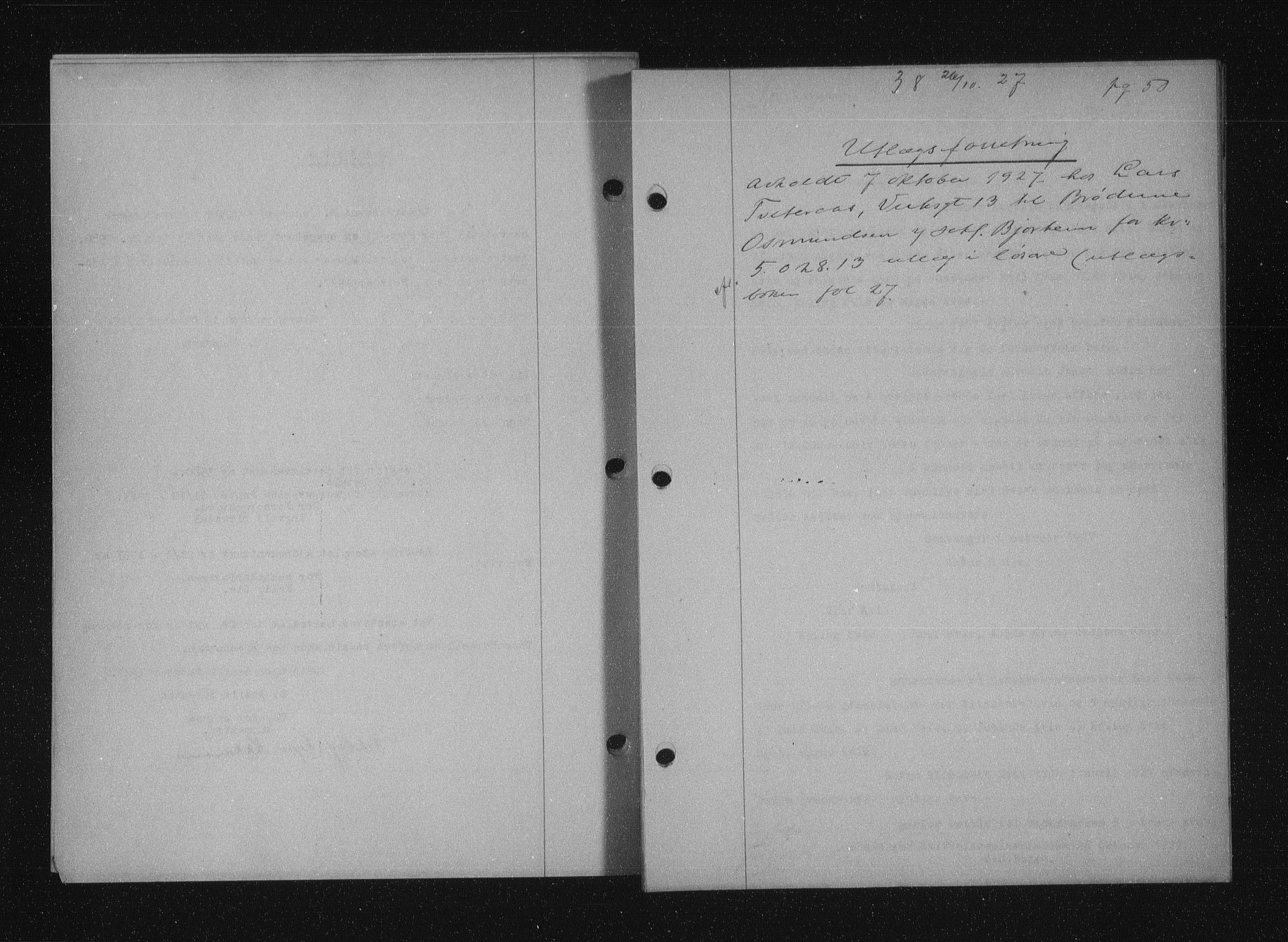 Stavanger byfogd, AV/SAST-A-101408/001/4/41/410/410BB/L0053: Mortgage book no. 41, 1927-1928, Deed date: 26.10.1927