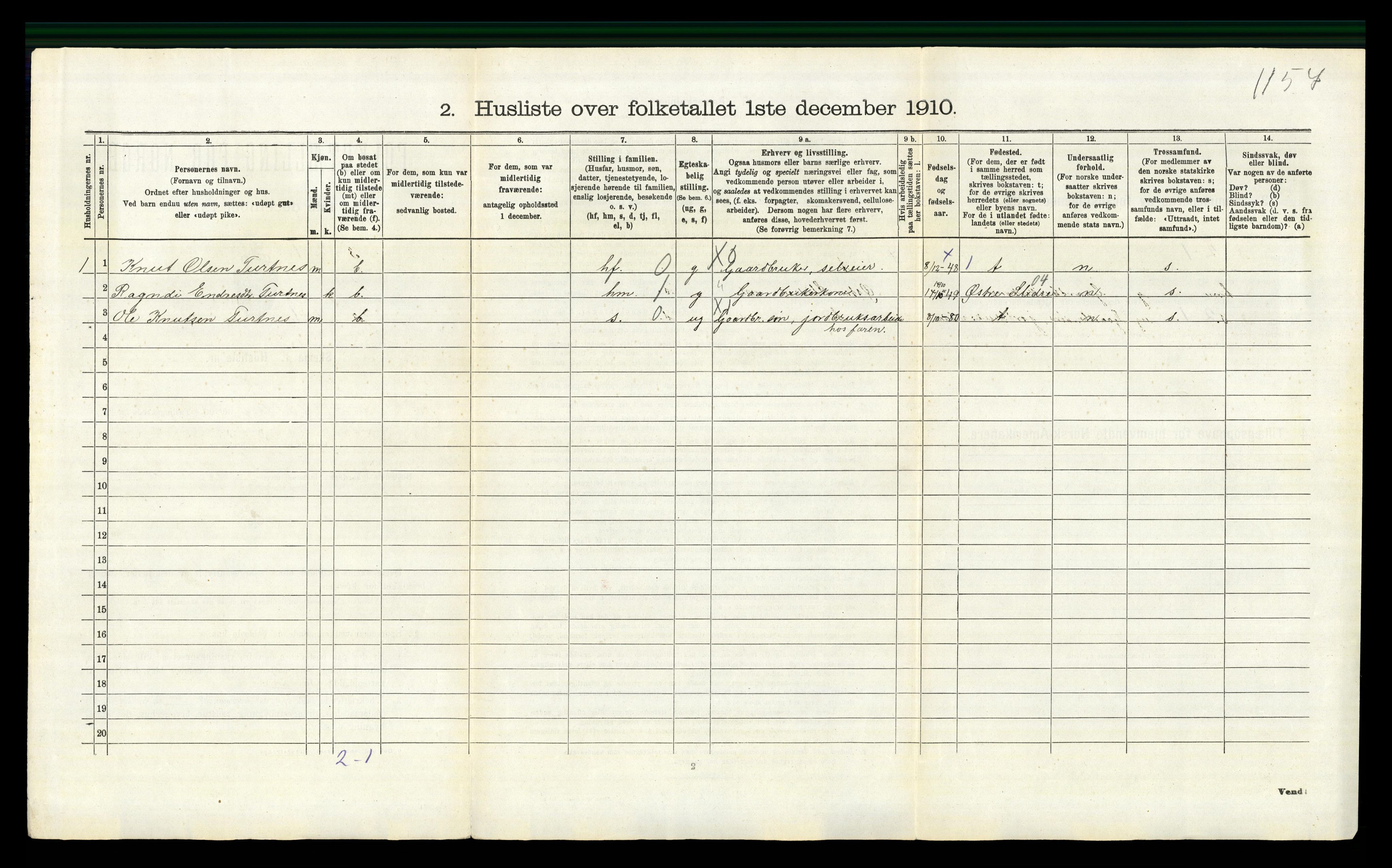 RA, 1910 census for Vang, 1910, p. 170