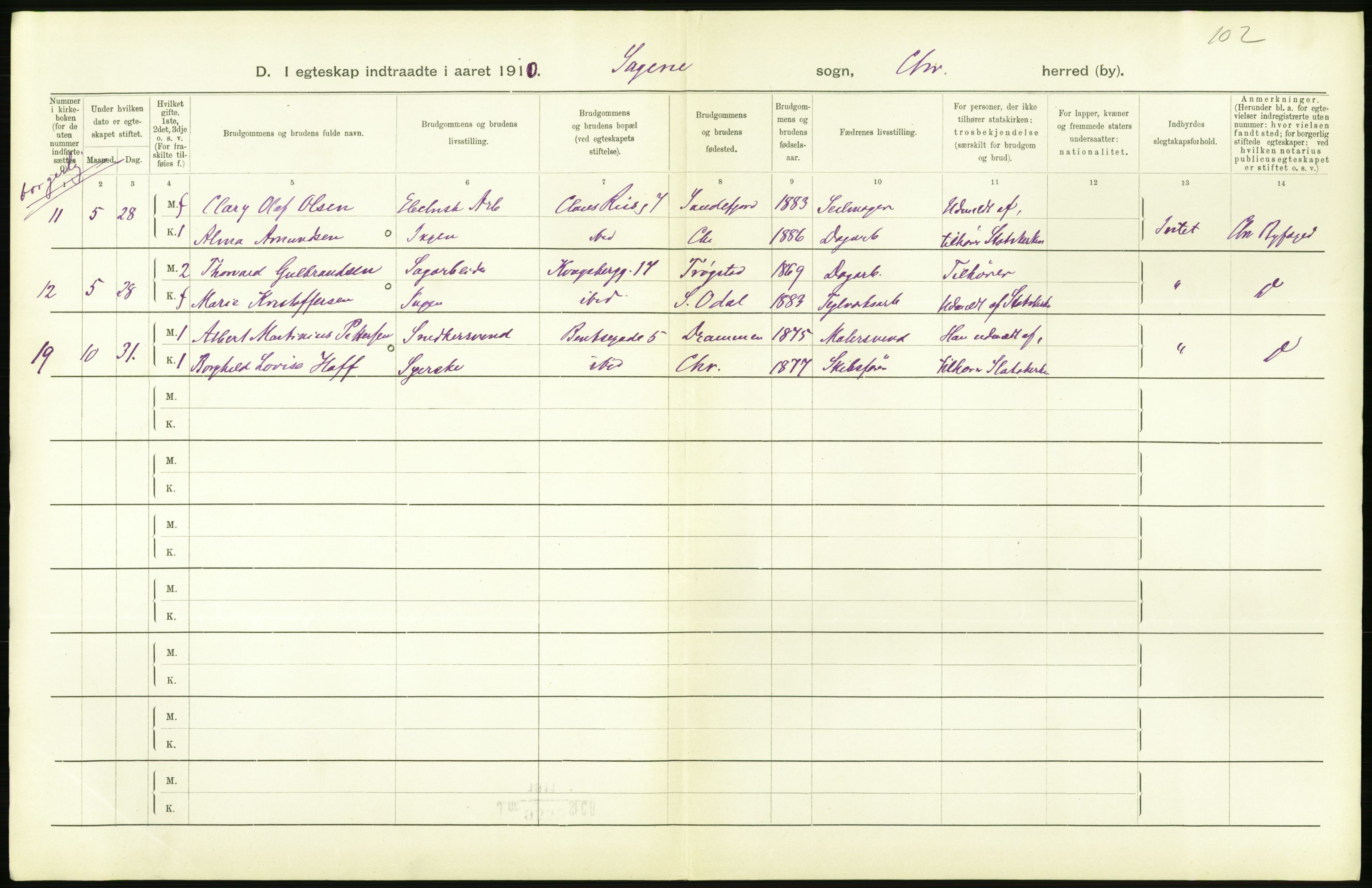 Statistisk sentralbyrå, Sosiodemografiske emner, Befolkning, AV/RA-S-2228/D/Df/Dfa/Dfah/L0009: Kristiania: Gifte og dødfødte., 1910, p. 648