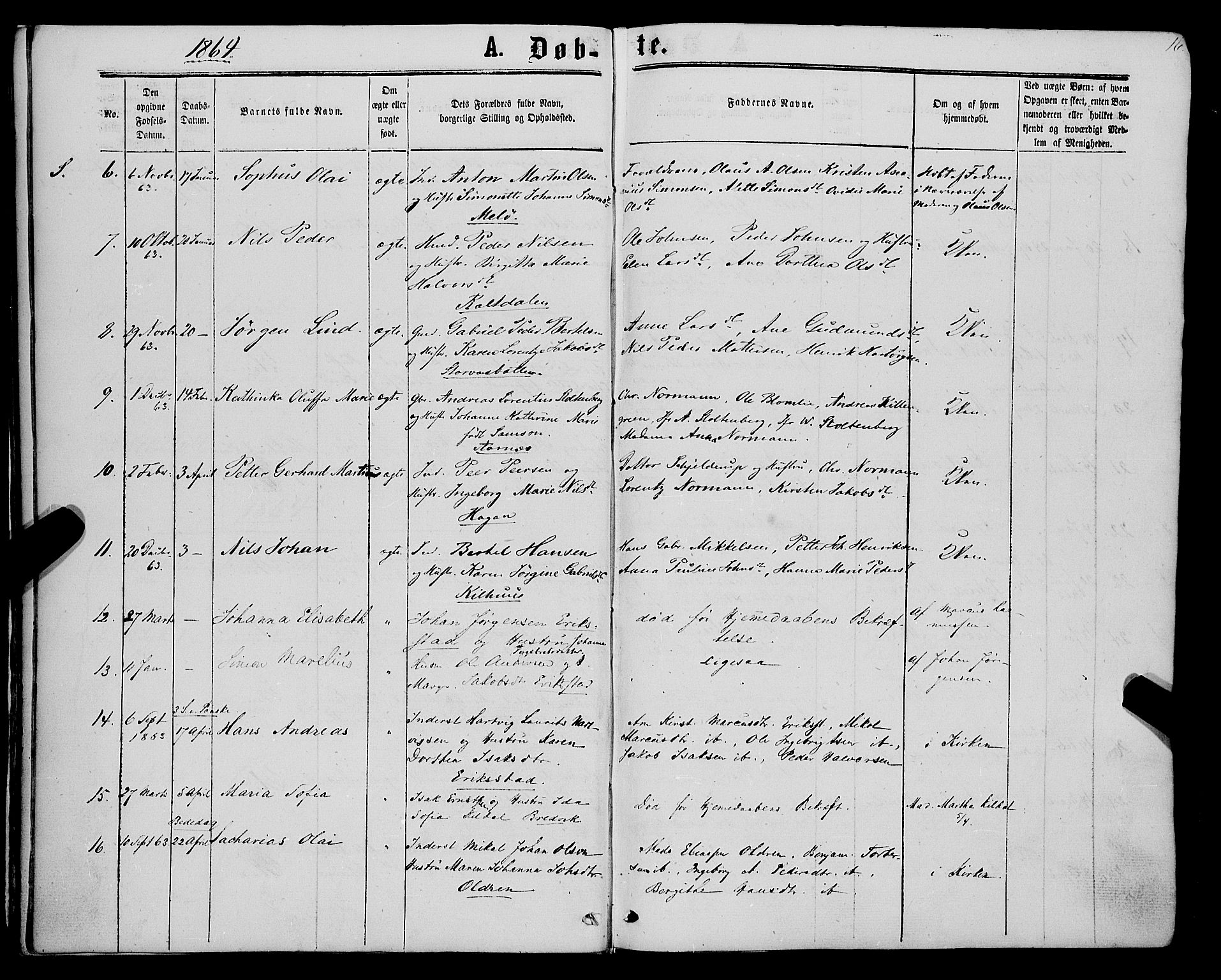 Trondenes sokneprestkontor, AV/SATØ-S-1319/H/Ha/L0012kirke: Parish register (official) no. 12, 1863-1870, p. 16