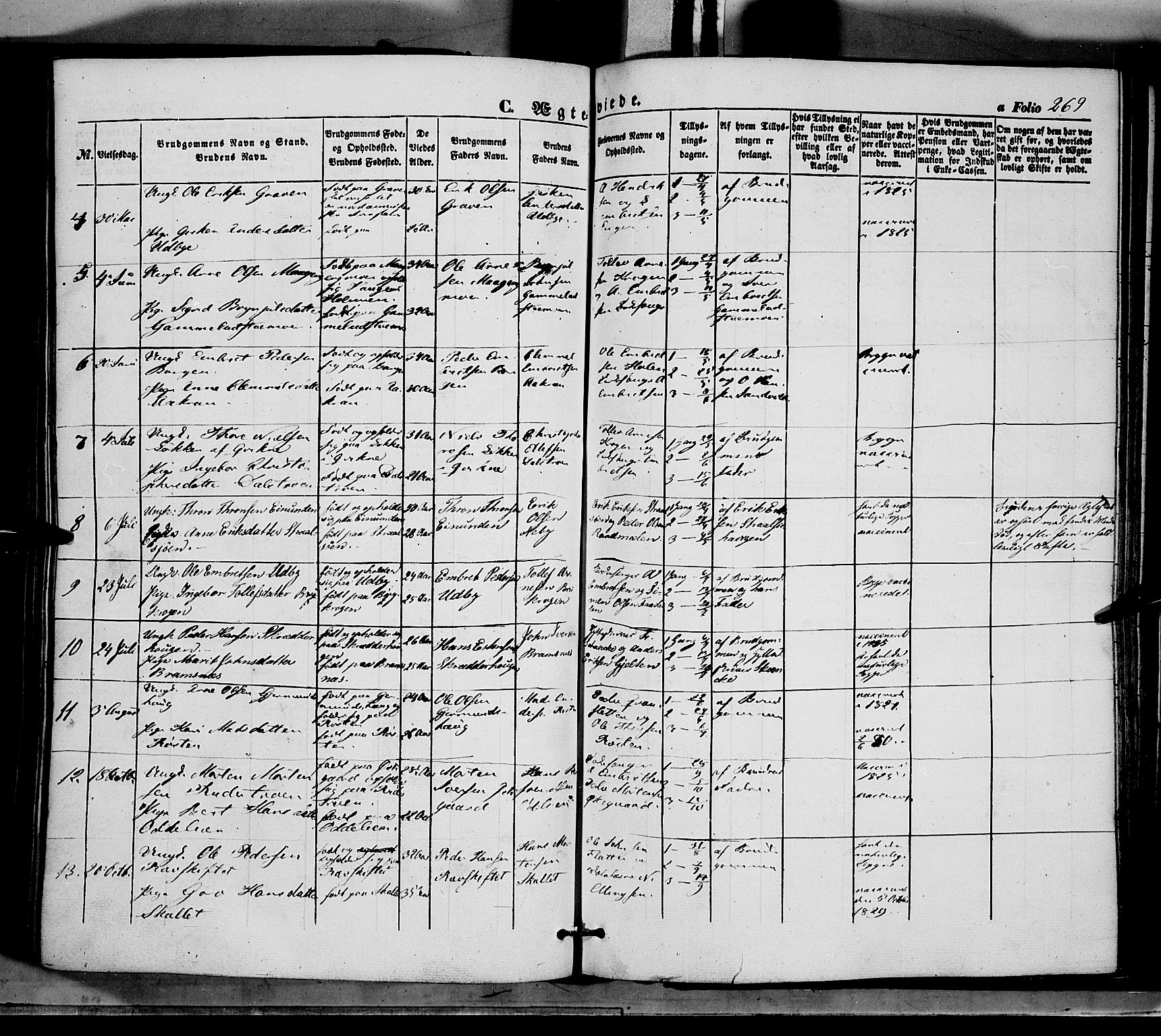 Tynset prestekontor, SAH/PREST-058/H/Ha/Haa/L0020: Parish register (official) no. 20, 1848-1862, p. 269
