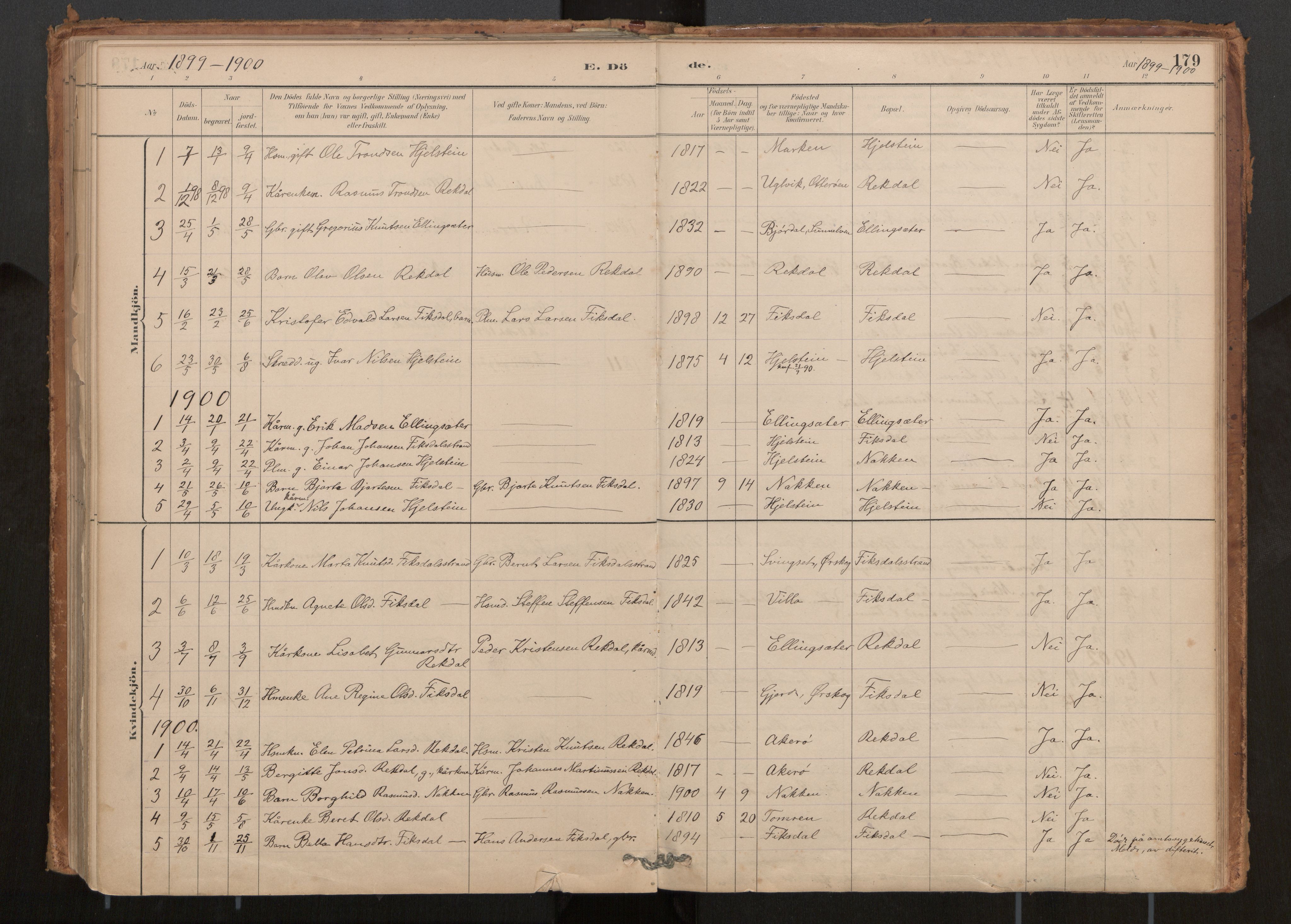 Ministerialprotokoller, klokkerbøker og fødselsregistre - Møre og Romsdal, AV/SAT-A-1454/540/L0540a: Parish register (official) no. 540A02, 1884-1908, p. 179