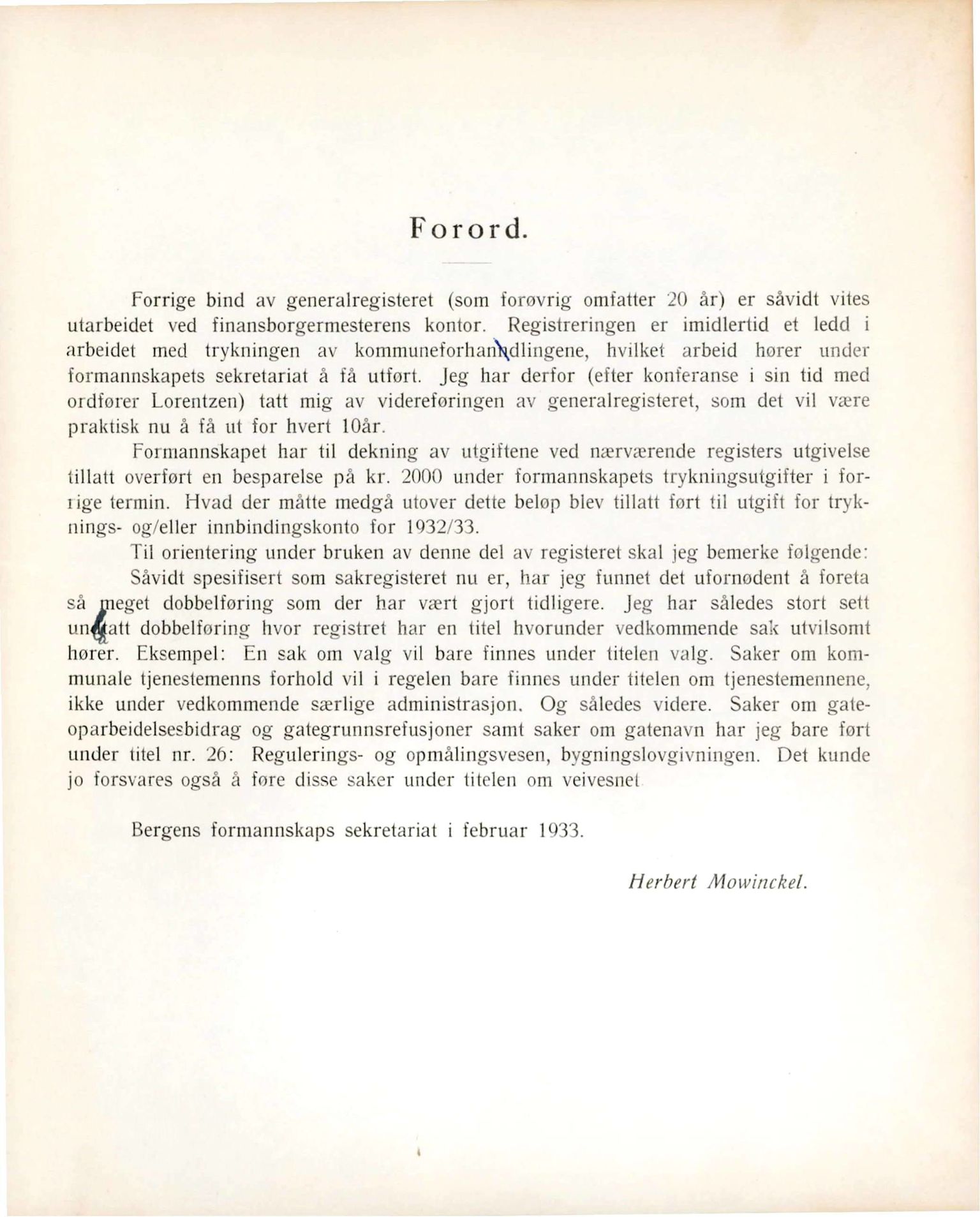 Bergen kommune. Formannskapet, BBA/A-0003/Ac/L0003: Generalregister til Bergens Kommuneforhandlinger, 1921-1930