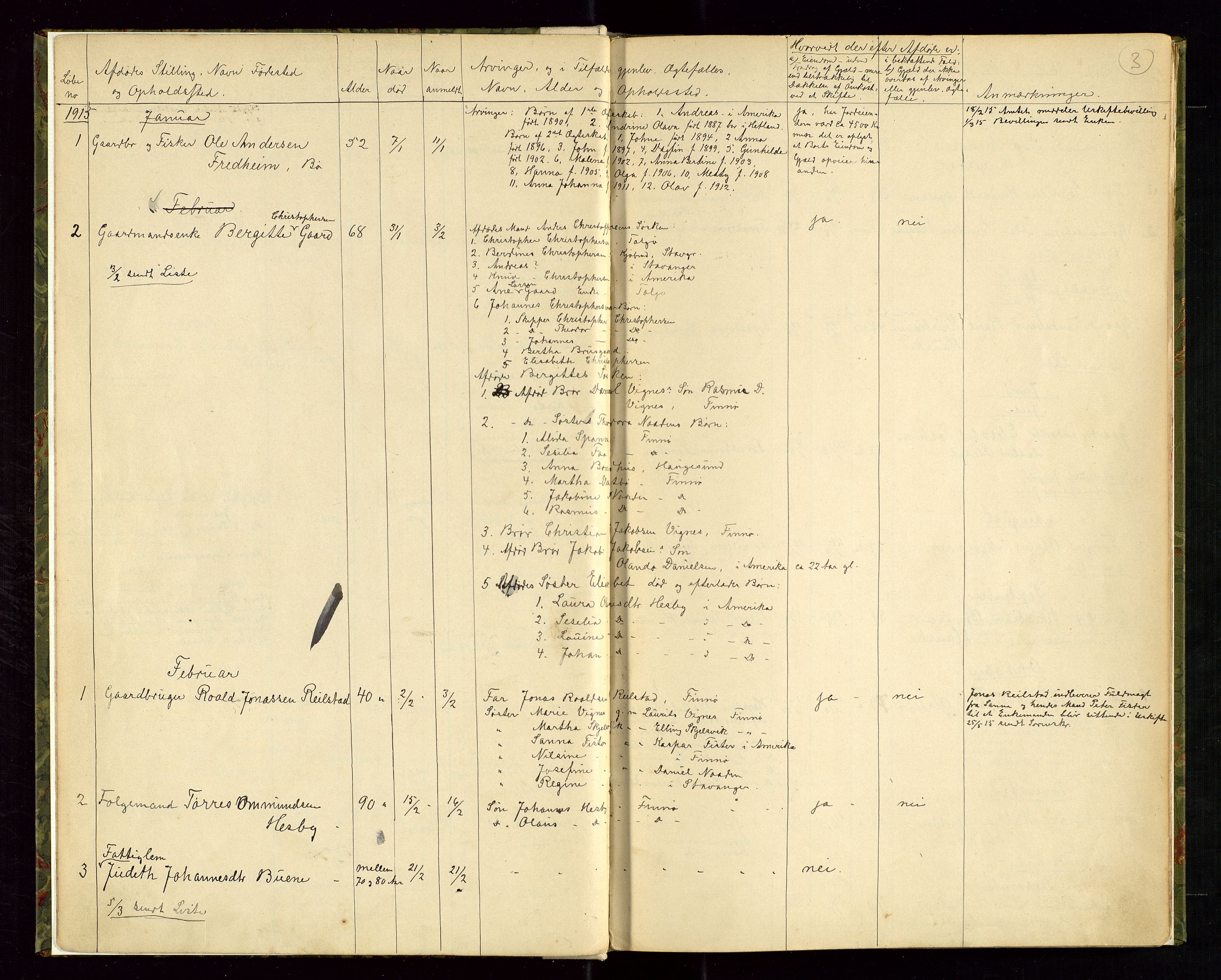 Finnøy lensmannskontor, AV/SAST-A-100442/Gga/L0002: Dødsfallsprotokoll, 1914-1938, p. 3