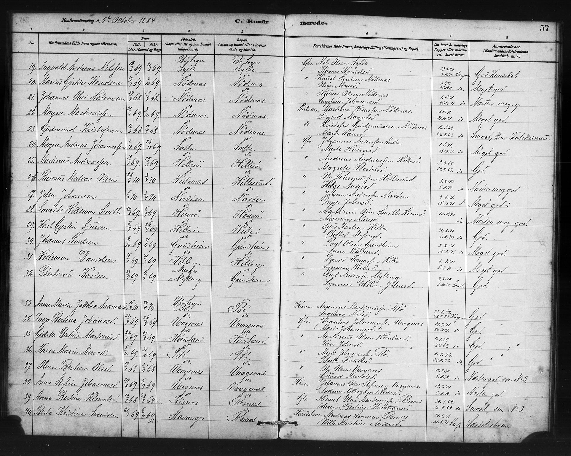 Manger sokneprestembete, SAB/A-76801/H/Haa: Parish register (official) no. C 1, 1881-1890, p. 57