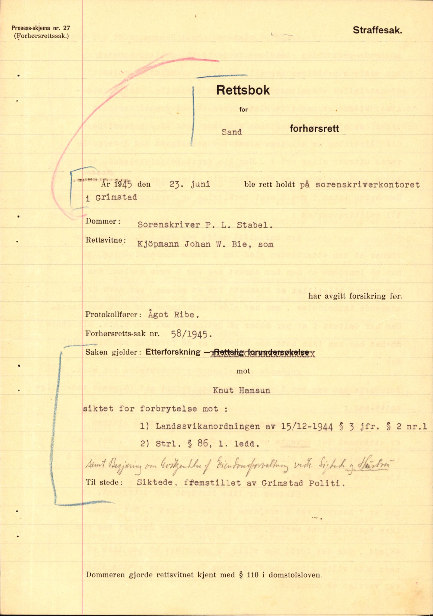 Landssvikarkivet, Arendal politikammer, RA/S-3138-25/D/Dc/L0029: Anr. 192/45, 1945-1951, p. 40