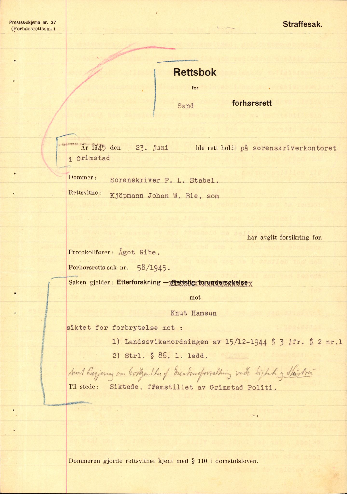 Landssvikarkivet, Arendal politikammer, AV/RA-S-3138-25/D/Dc, 1945-1951, p. 40
