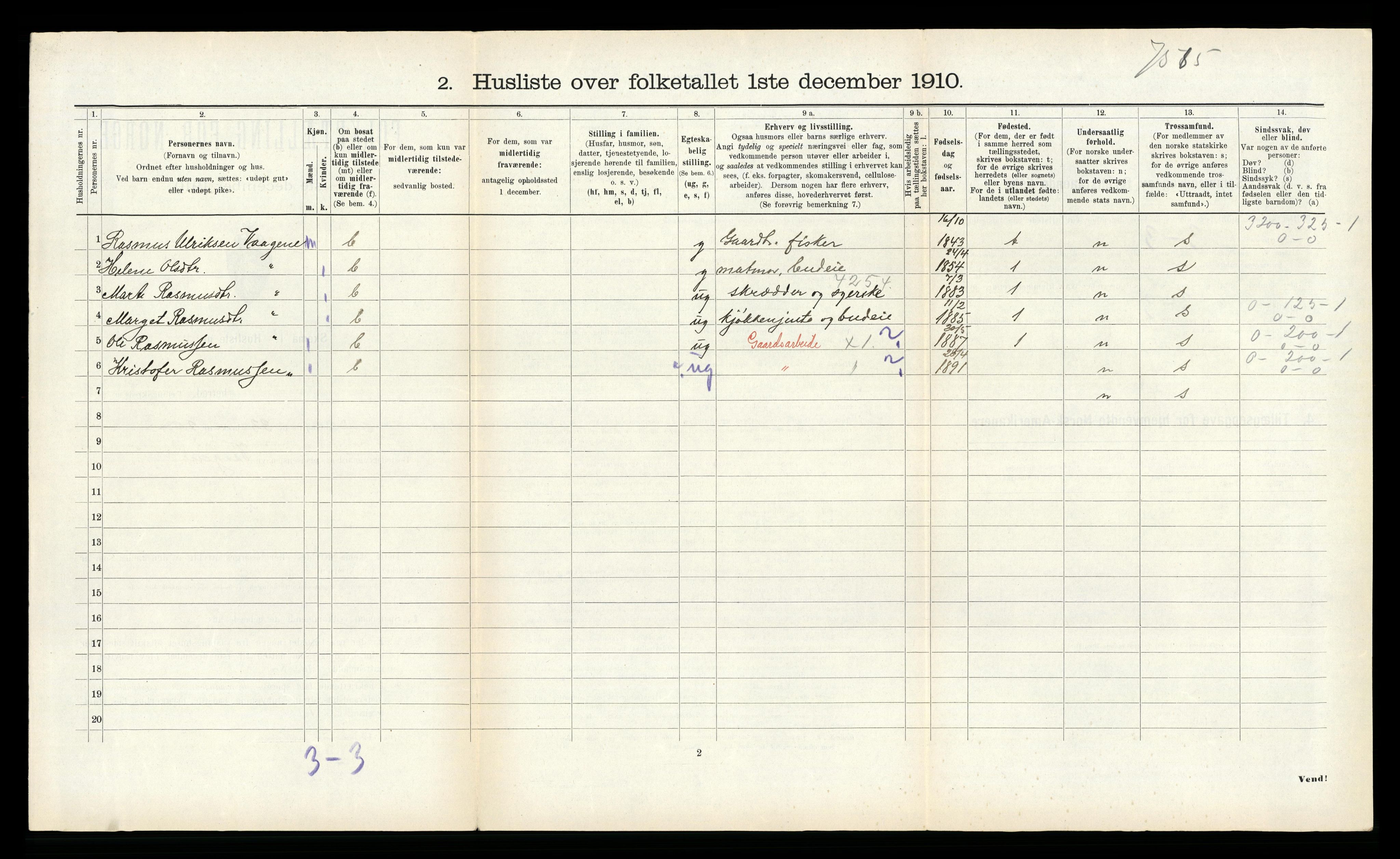 RA, 1910 census for Bremanger, 1910, p. 602