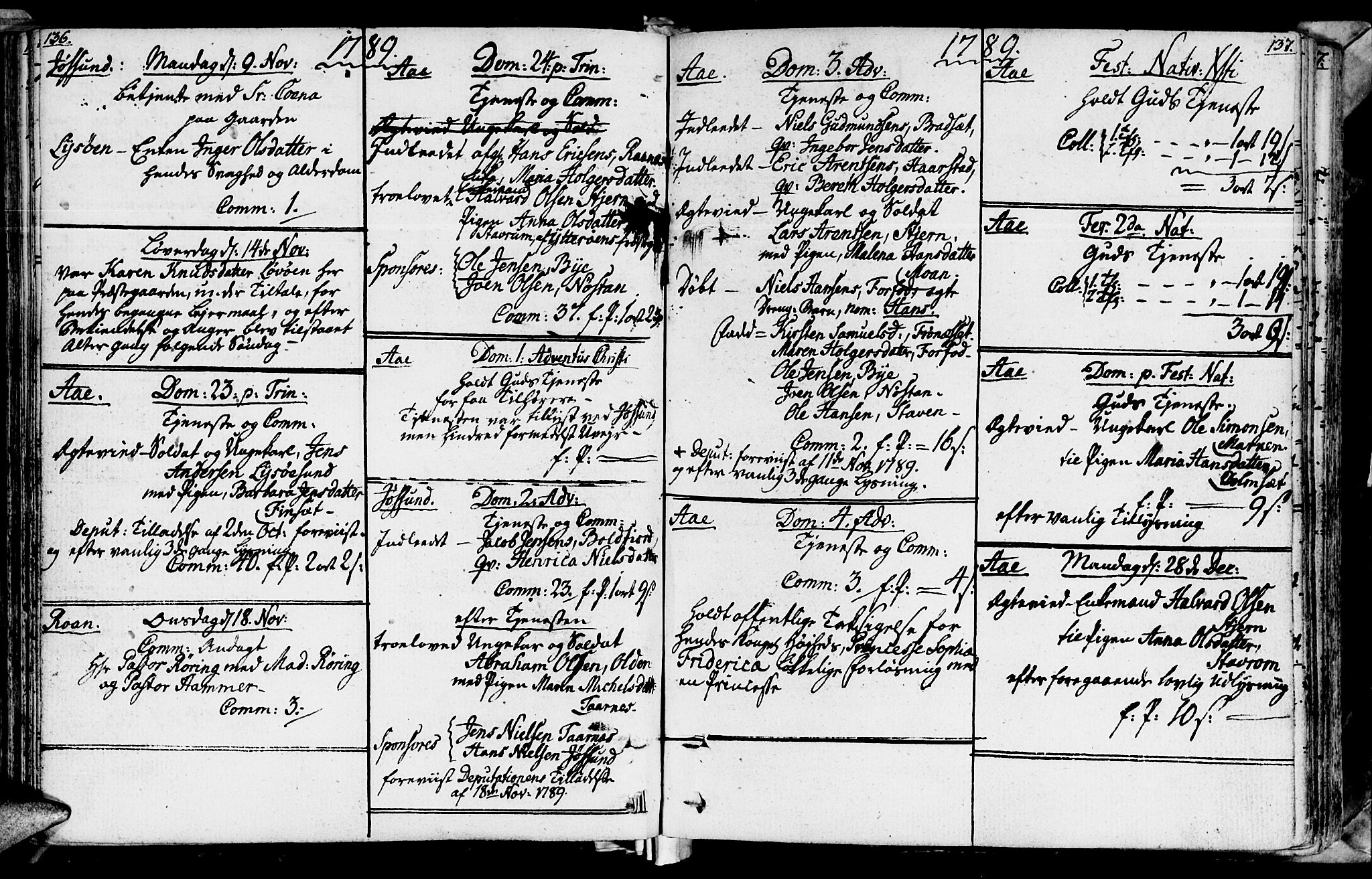 Ministerialprotokoller, klokkerbøker og fødselsregistre - Sør-Trøndelag, SAT/A-1456/655/L0673: Parish register (official) no. 655A02, 1780-1801, p. 136-137