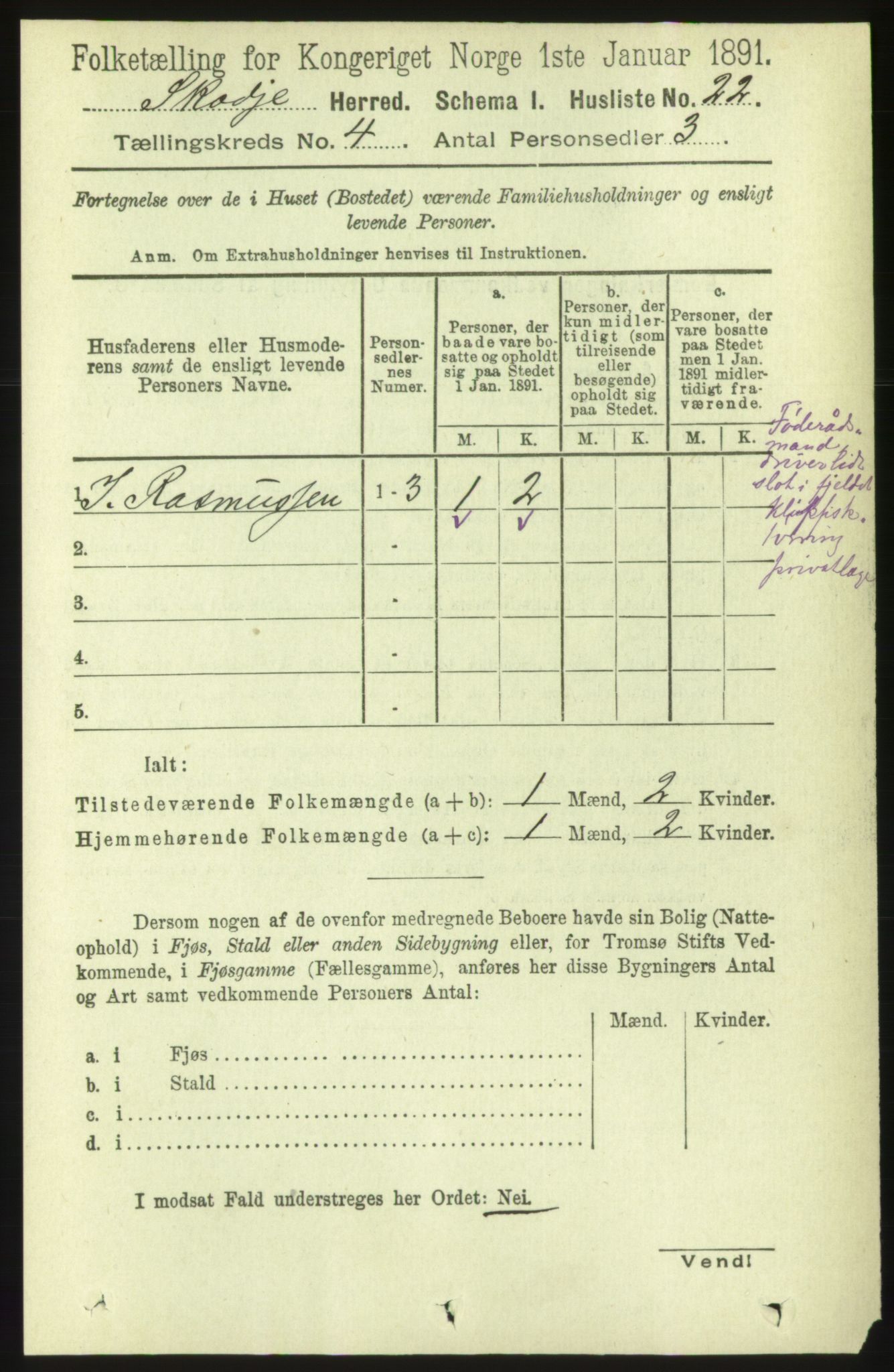 RA, 1891 census for 1529 Skodje, 1891, p. 581