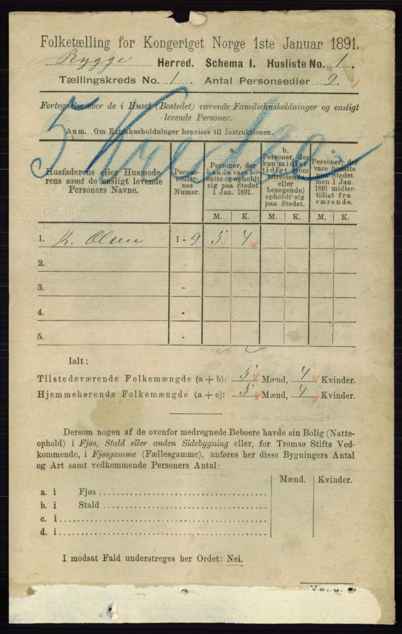 RA, 1891 census for 0136 Rygge, 1891, p. 23