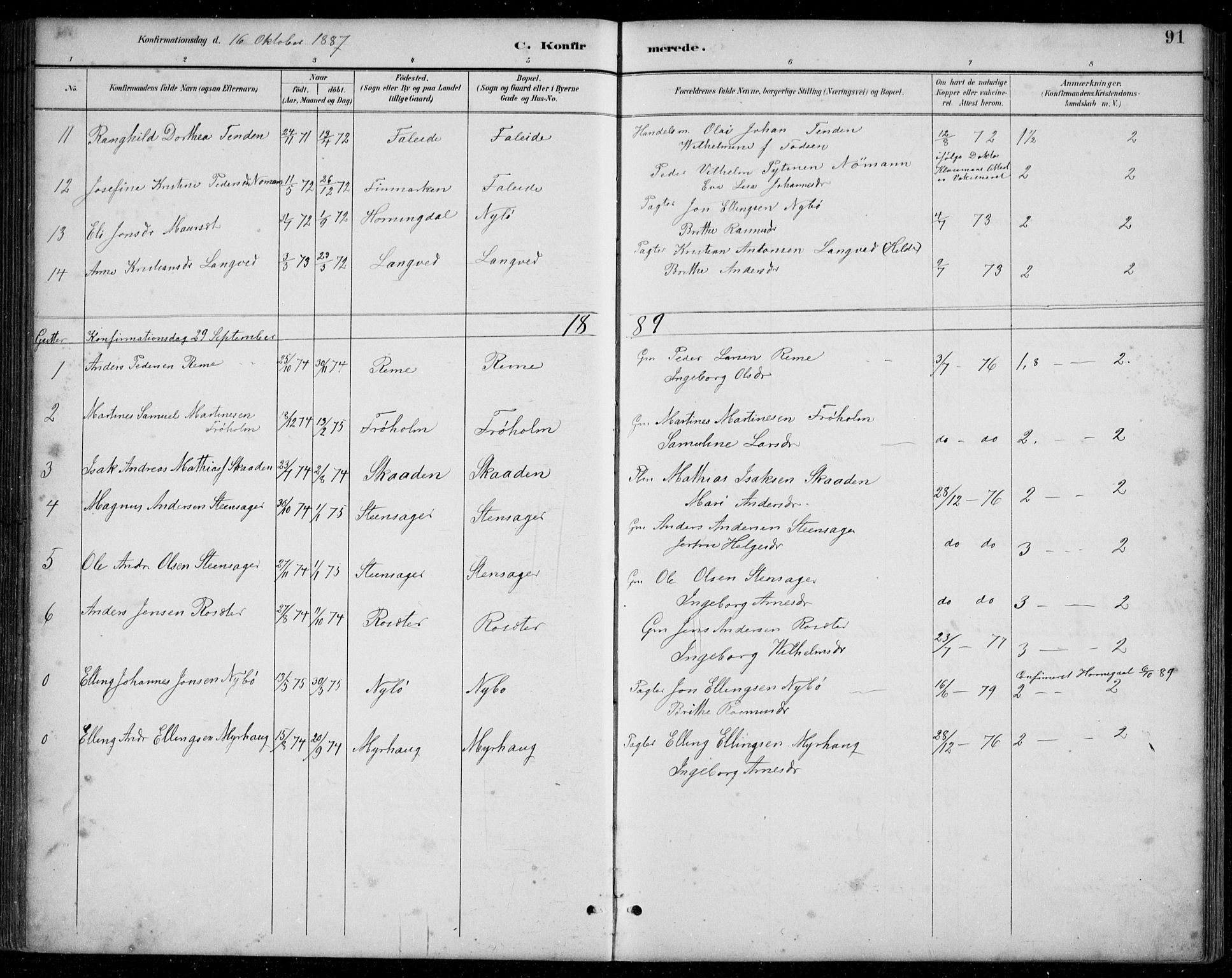 Innvik sokneprestembete, AV/SAB-A-80501: Parish register (copy) no. A 3, 1886-1912, p. 91