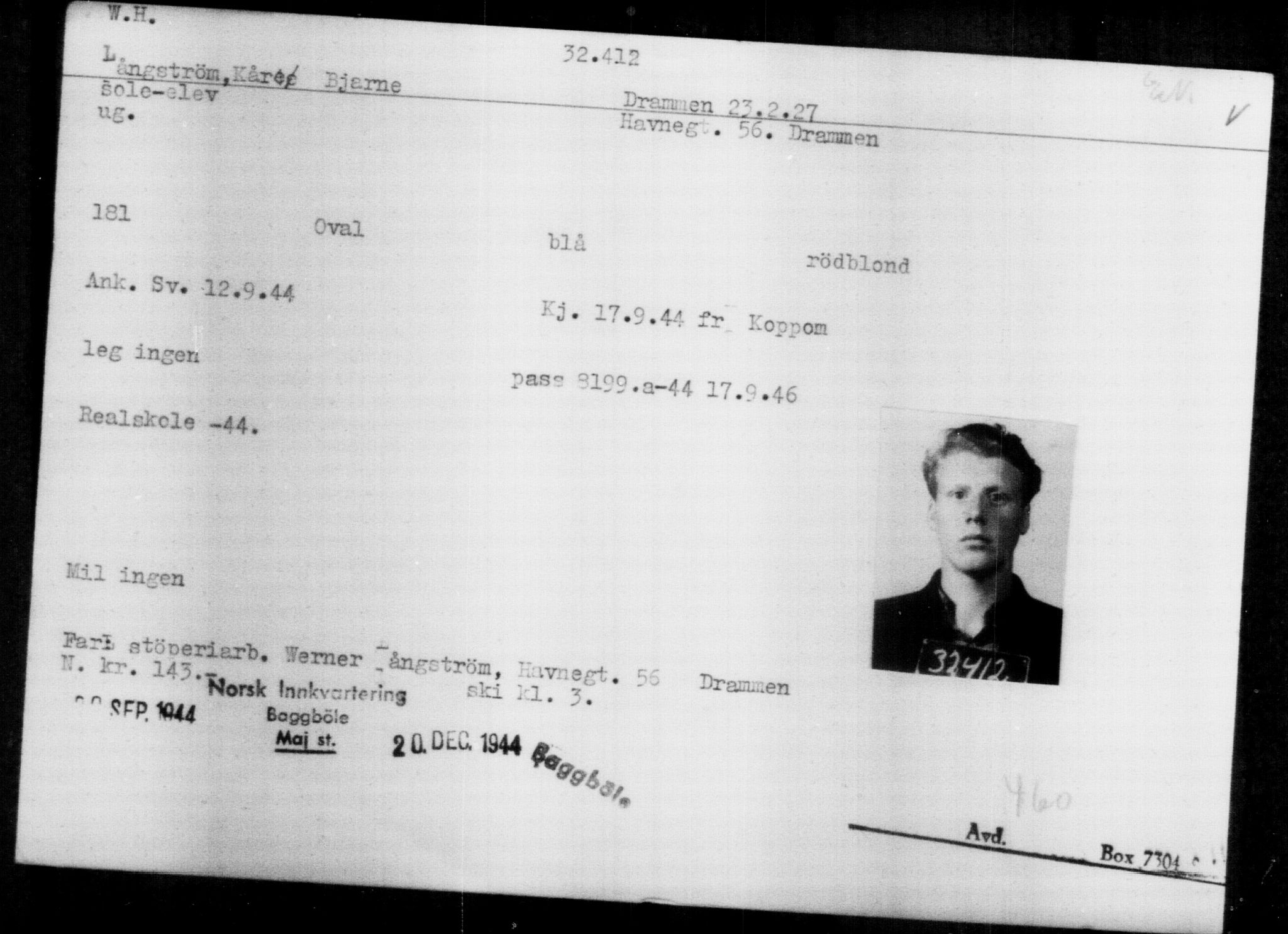 Utenriksstasjonene, Legasjonen i Stockholm, Flyktningkontoret, AV/RA-S-6753/V/Va/L0013: Kjesäterkartoteket, flyktninger med registreringsnr. 31500-34731, 1940-1945, p. 966