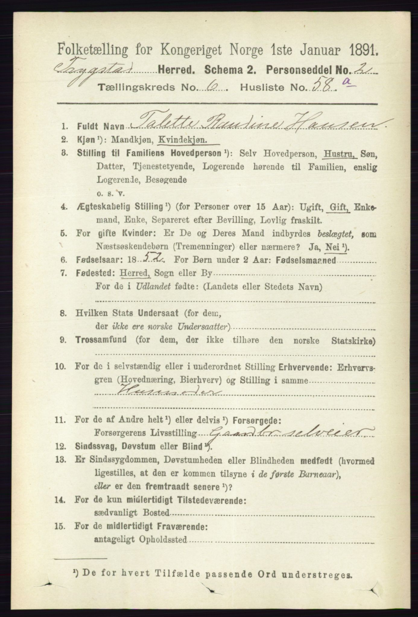 RA, 1891 Census for 0122 Trøgstad, 1891, p. 2826