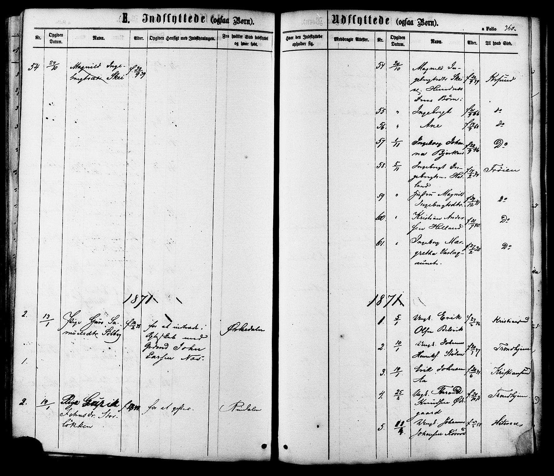 Ministerialprotokoller, klokkerbøker og fødselsregistre - Sør-Trøndelag, SAT/A-1456/630/L0495: Parish register (official) no. 630A08, 1868-1878, p. 360