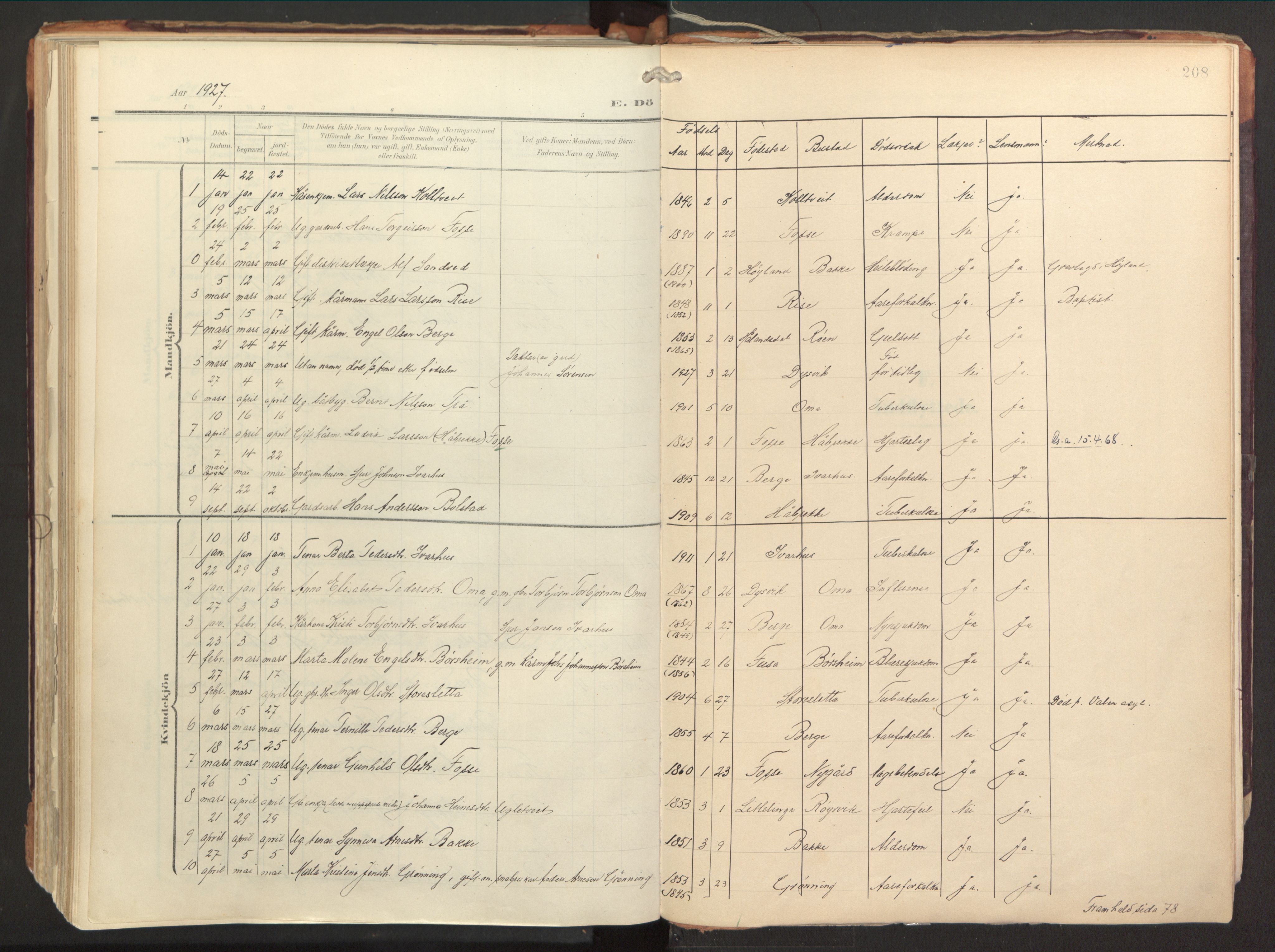 Strandebarm sokneprestembete, AV/SAB-A-78401/H/Haa: Parish register (official) no. B 2, 1909-1941, p. 208