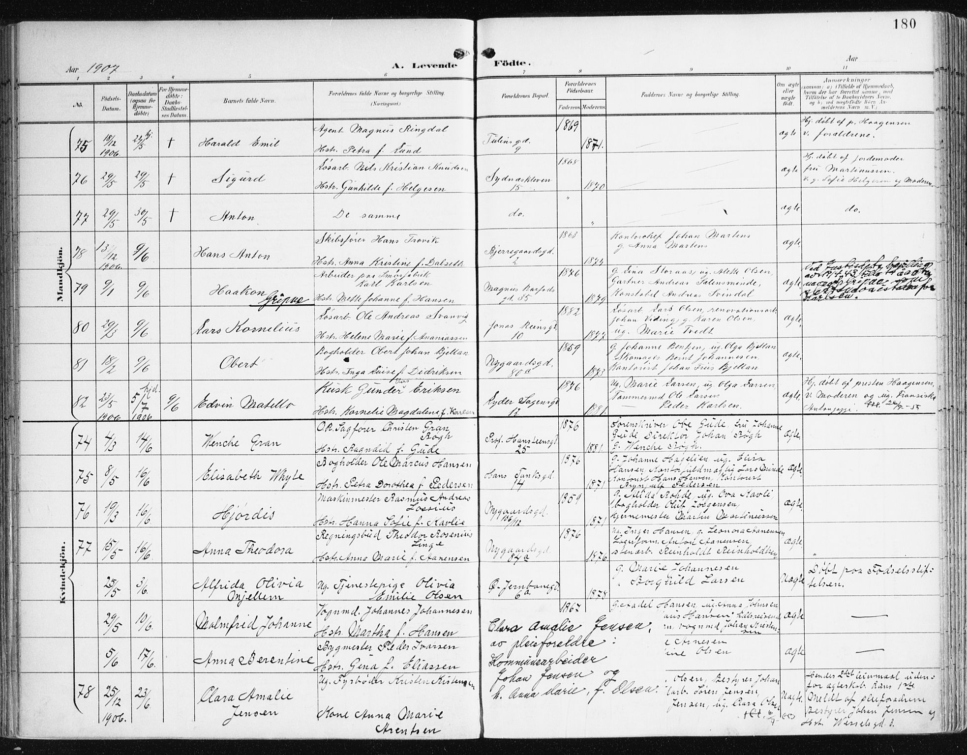 Johanneskirken sokneprestembete, AV/SAB-A-76001/H/Haa/L0002: Parish register (official) no. A 2, 1900-1912, p. 180