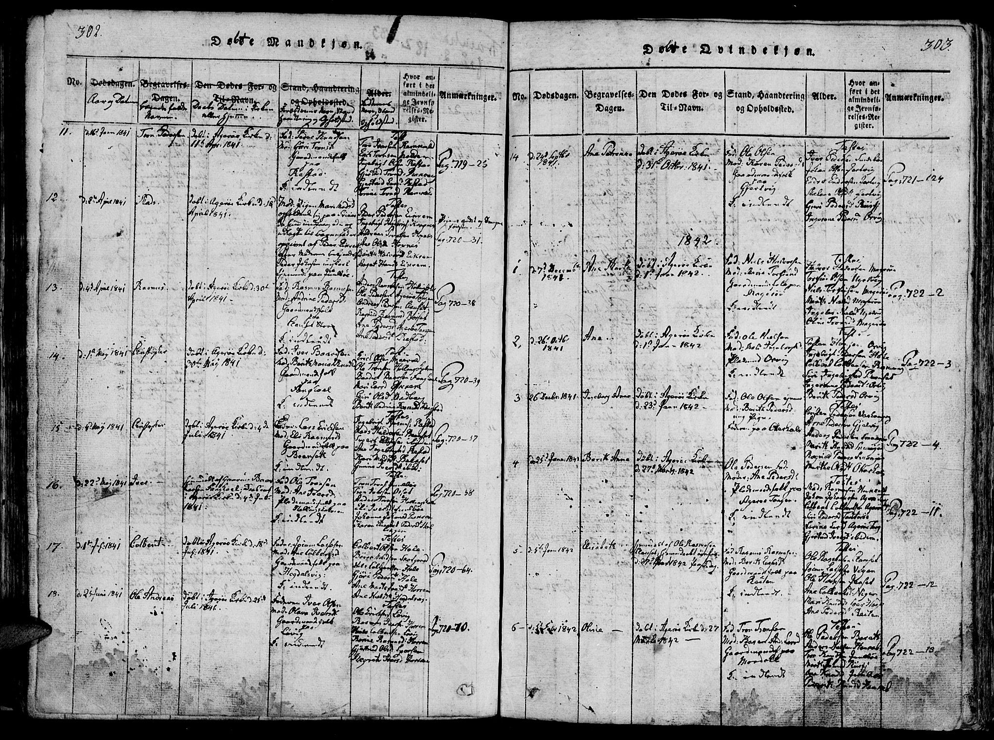 Ministerialprotokoller, klokkerbøker og fødselsregistre - Møre og Romsdal, AV/SAT-A-1454/560/L0718: Parish register (official) no. 560A02, 1817-1844, p. 302-303