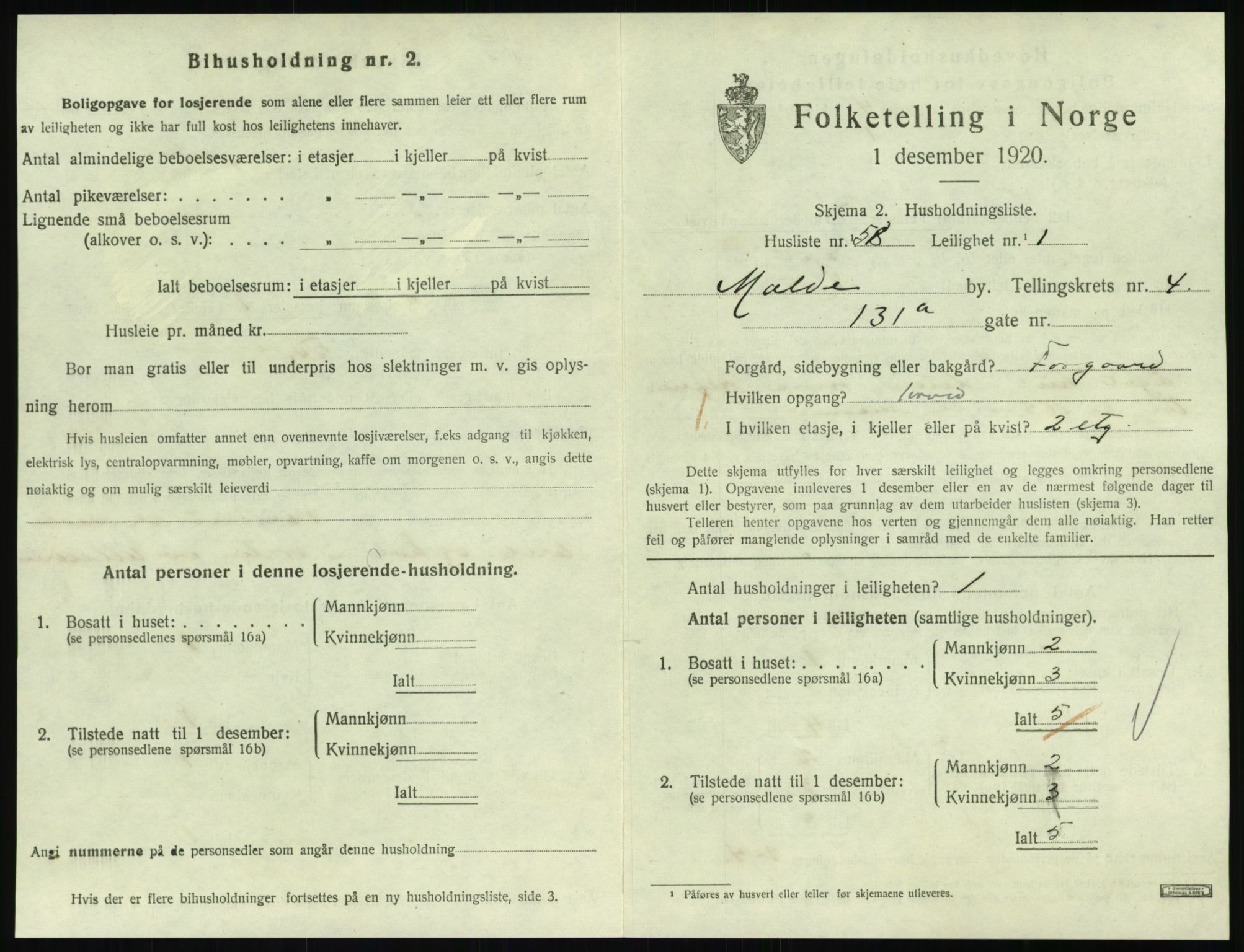 SAT, 1920 census for Molde, 1920, p. 1659