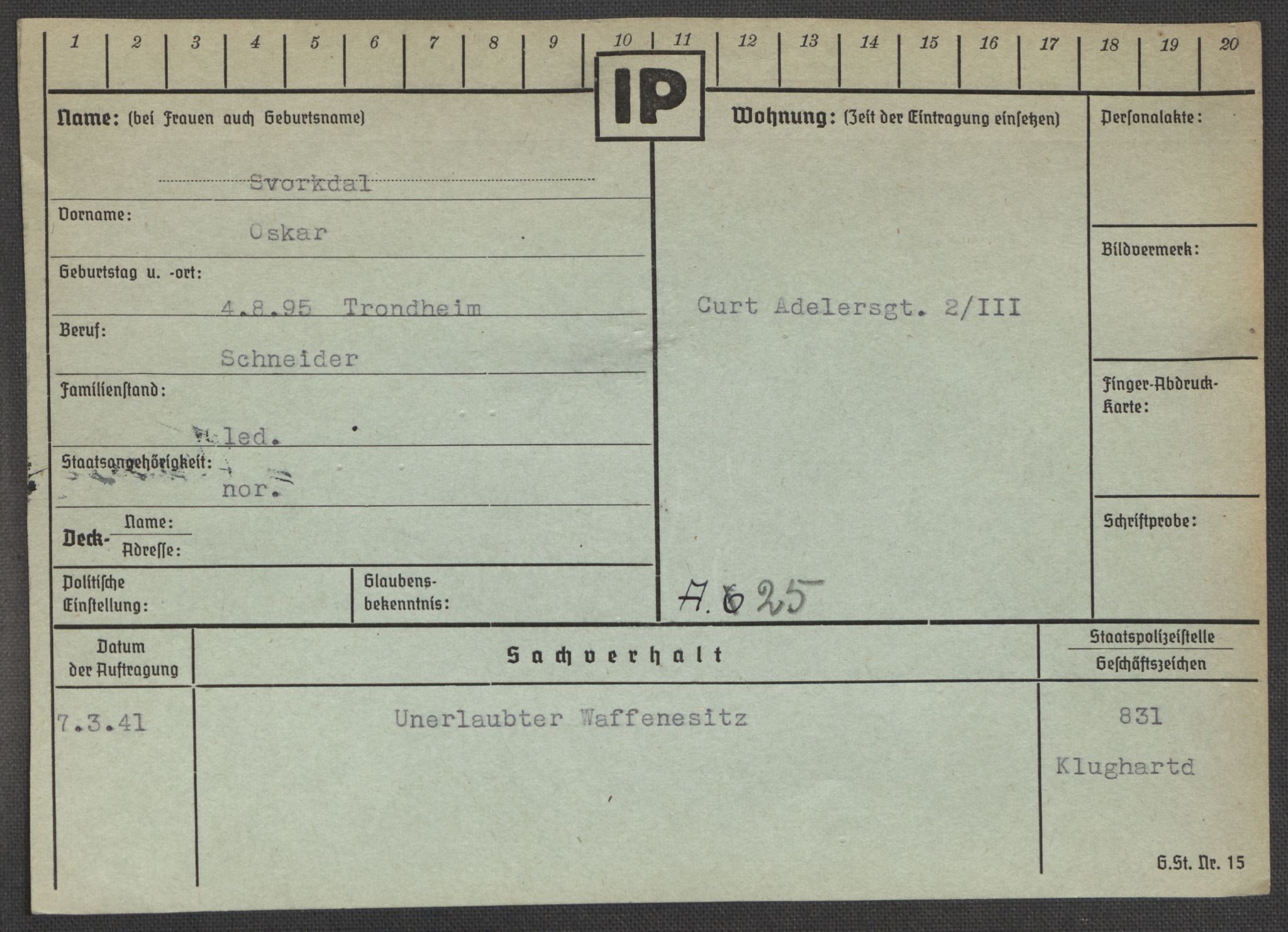 Befehlshaber der Sicherheitspolizei und des SD, AV/RA-RAFA-5969/E/Ea/Eaa/L0009: Register over norske fanger i Møllergata 19: Ru-Sy, 1940-1945, p. 1594