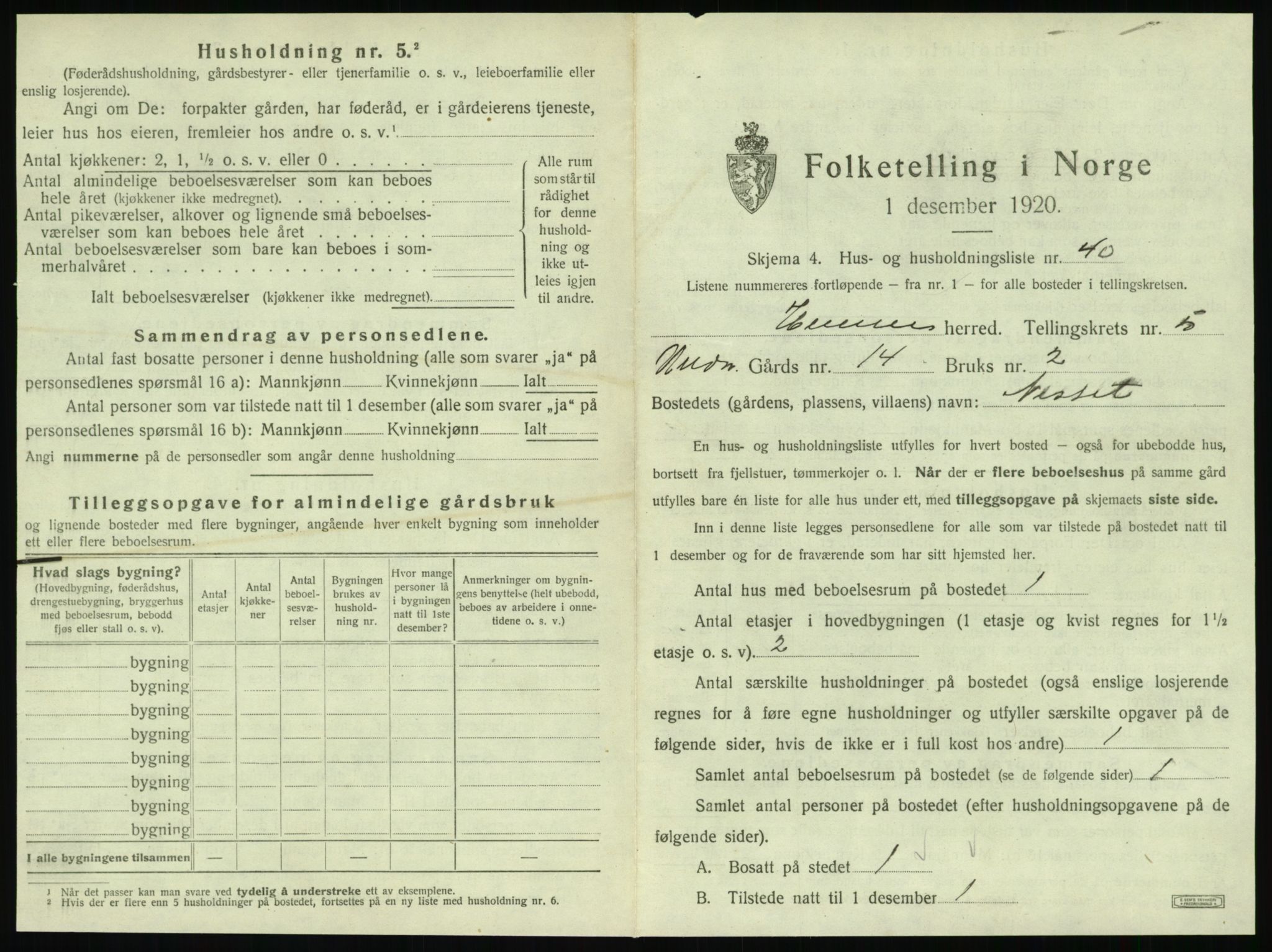 SAT, 1920 census for Hemnes, 1920, p. 954