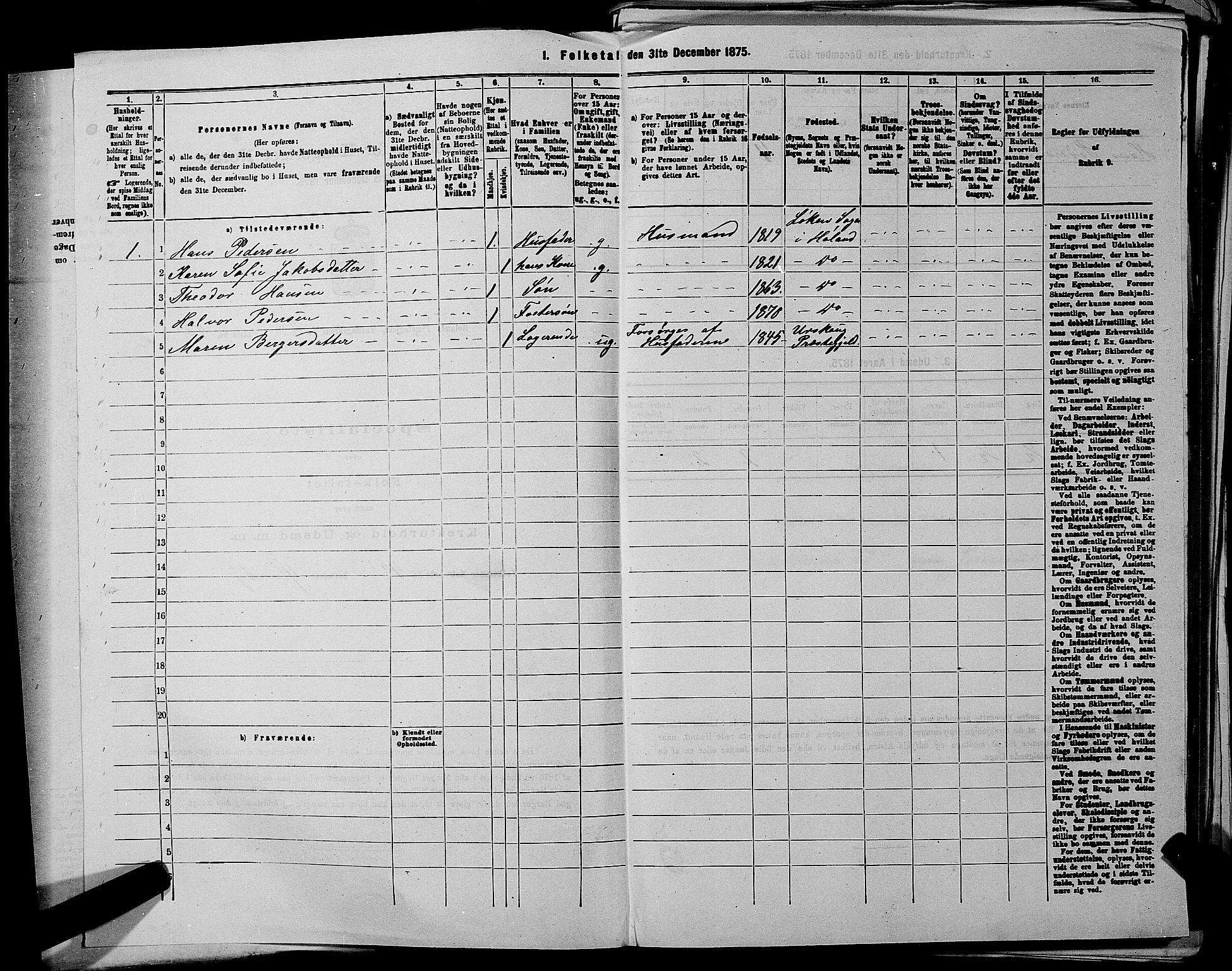 RA, 1875 census for 0221P Høland, 1875, p. 285
