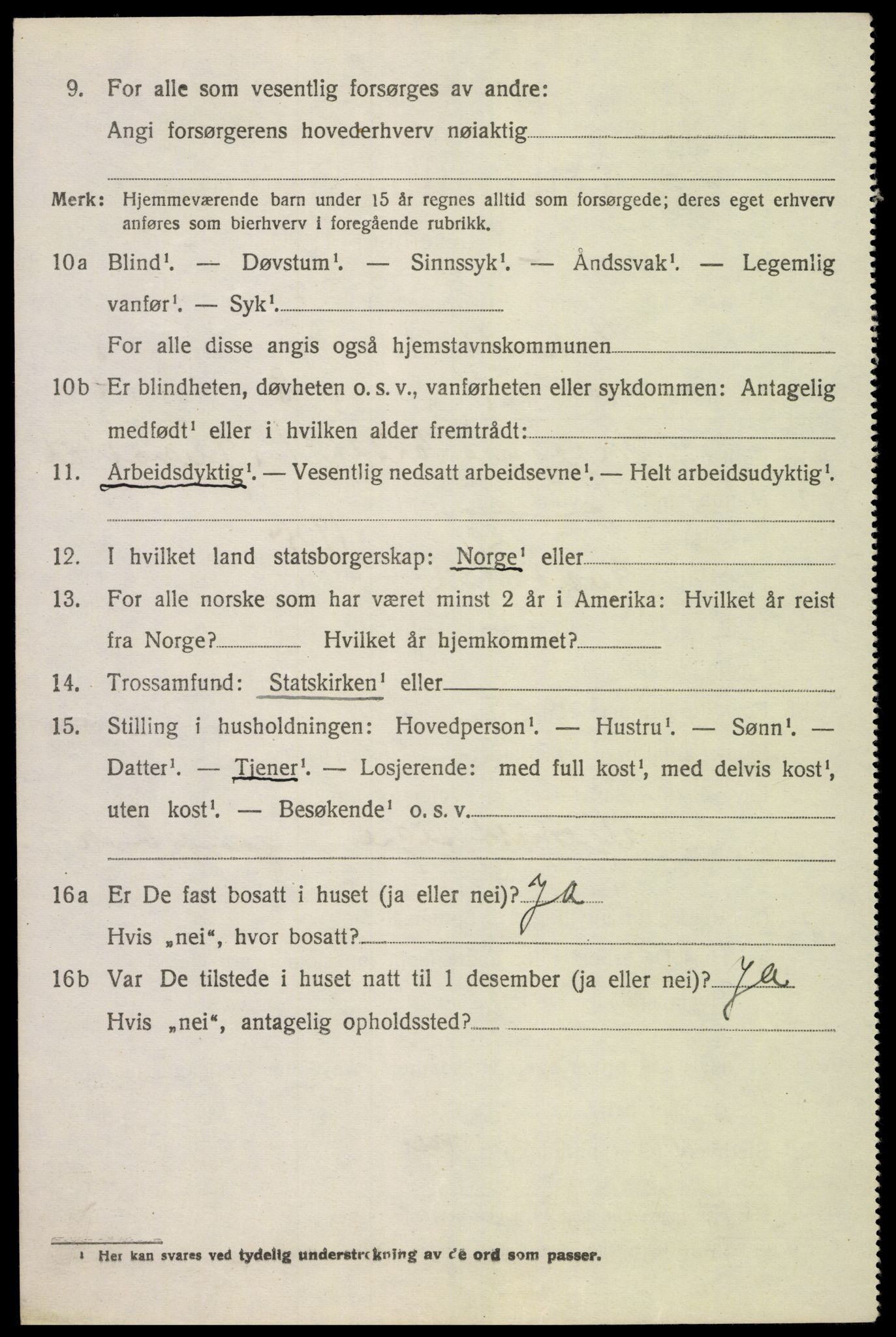 SAK, 1920 census for Åseral, 1920, p. 2447