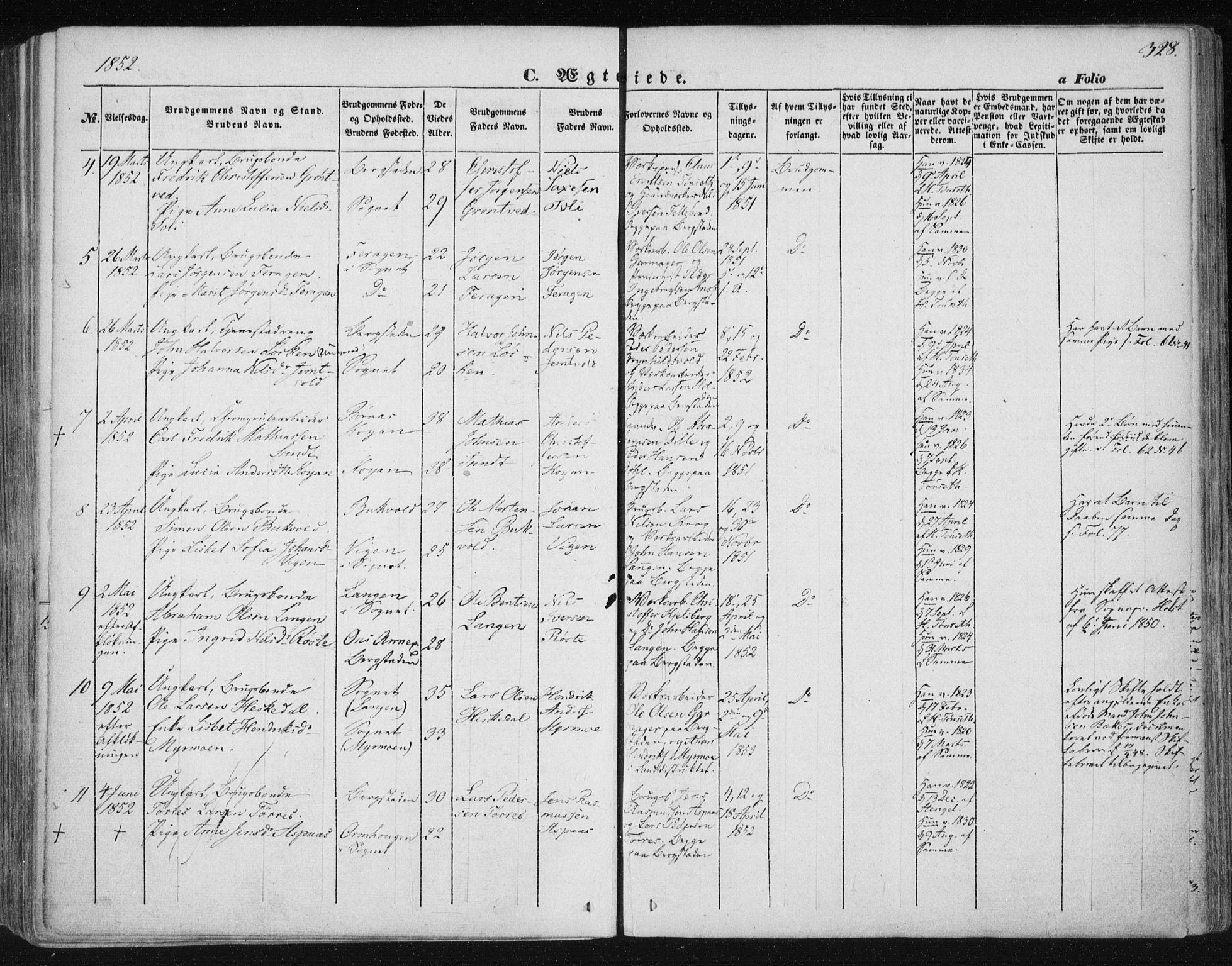 Ministerialprotokoller, klokkerbøker og fødselsregistre - Sør-Trøndelag, SAT/A-1456/681/L0931: Parish register (official) no. 681A09, 1845-1859, p. 328