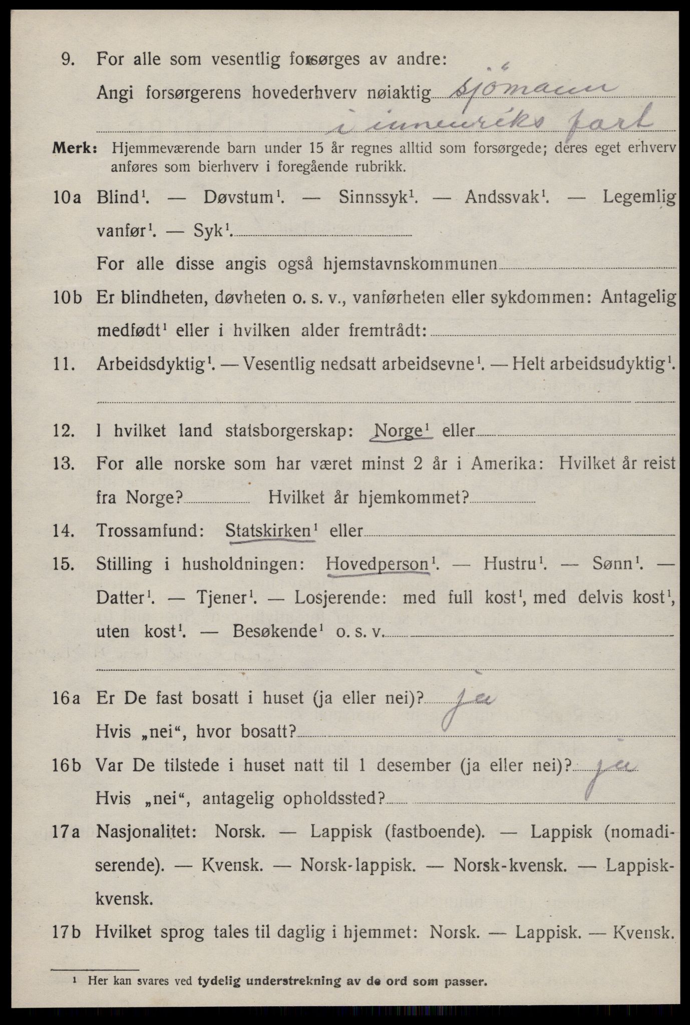 SAT, 1920 census for Ørland, 1920, p. 5392