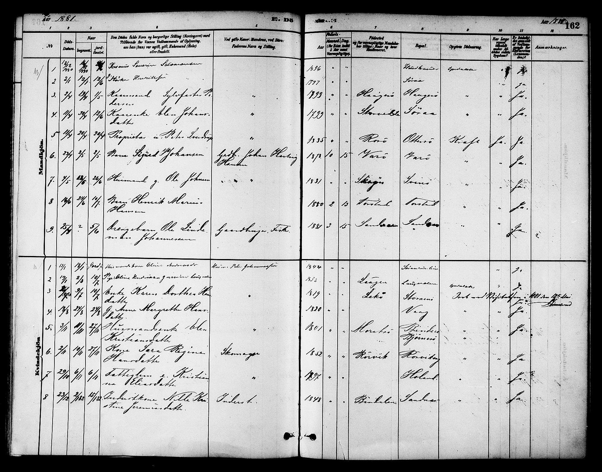 Ministerialprotokoller, klokkerbøker og fødselsregistre - Nord-Trøndelag, SAT/A-1458/784/L0672: Parish register (official) no. 784A07, 1880-1887, p. 162