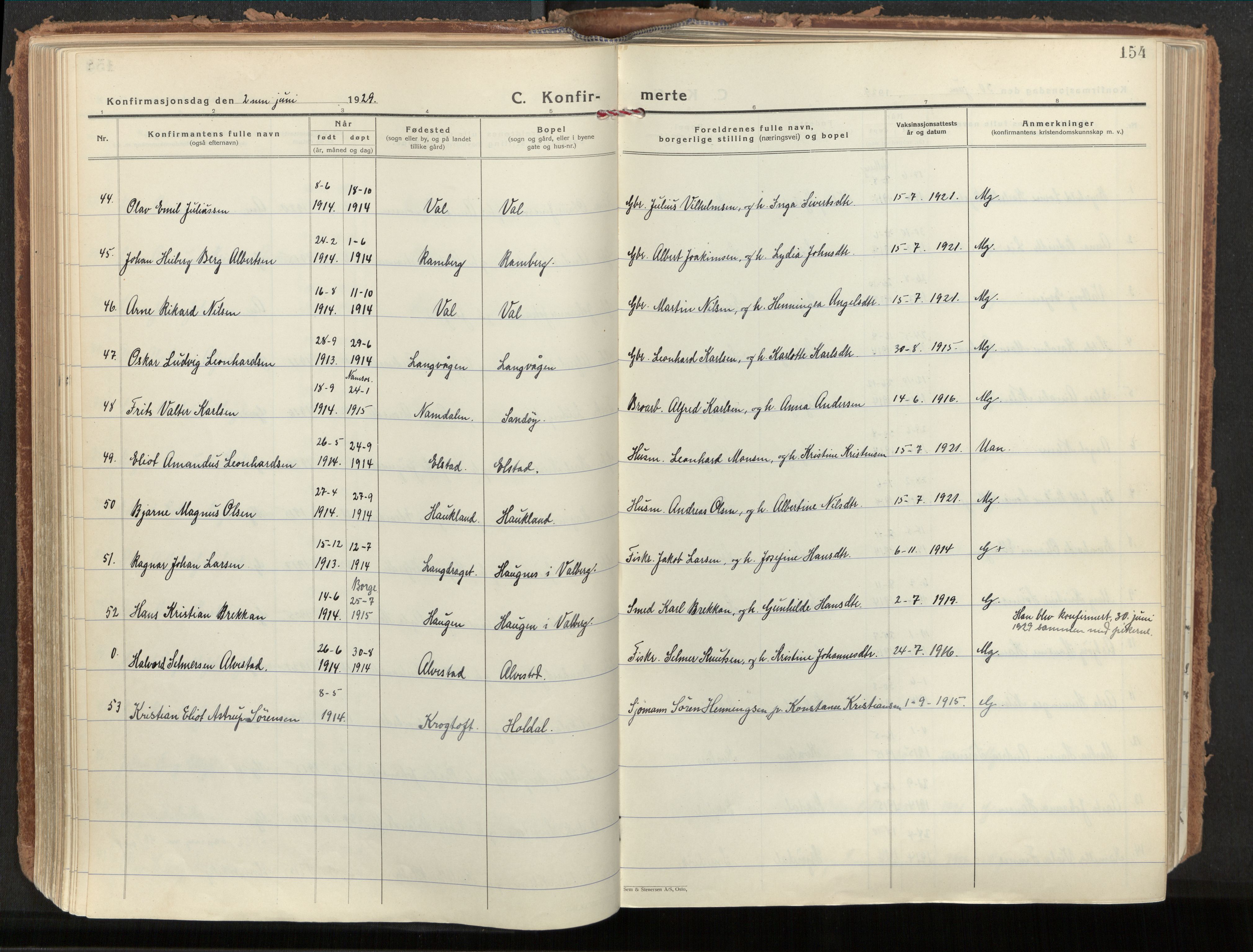 Ministerialprotokoller, klokkerbøker og fødselsregistre - Nordland, AV/SAT-A-1459/880/L1137: Parish register (official) no. 880A11, 1927-1944, p. 154