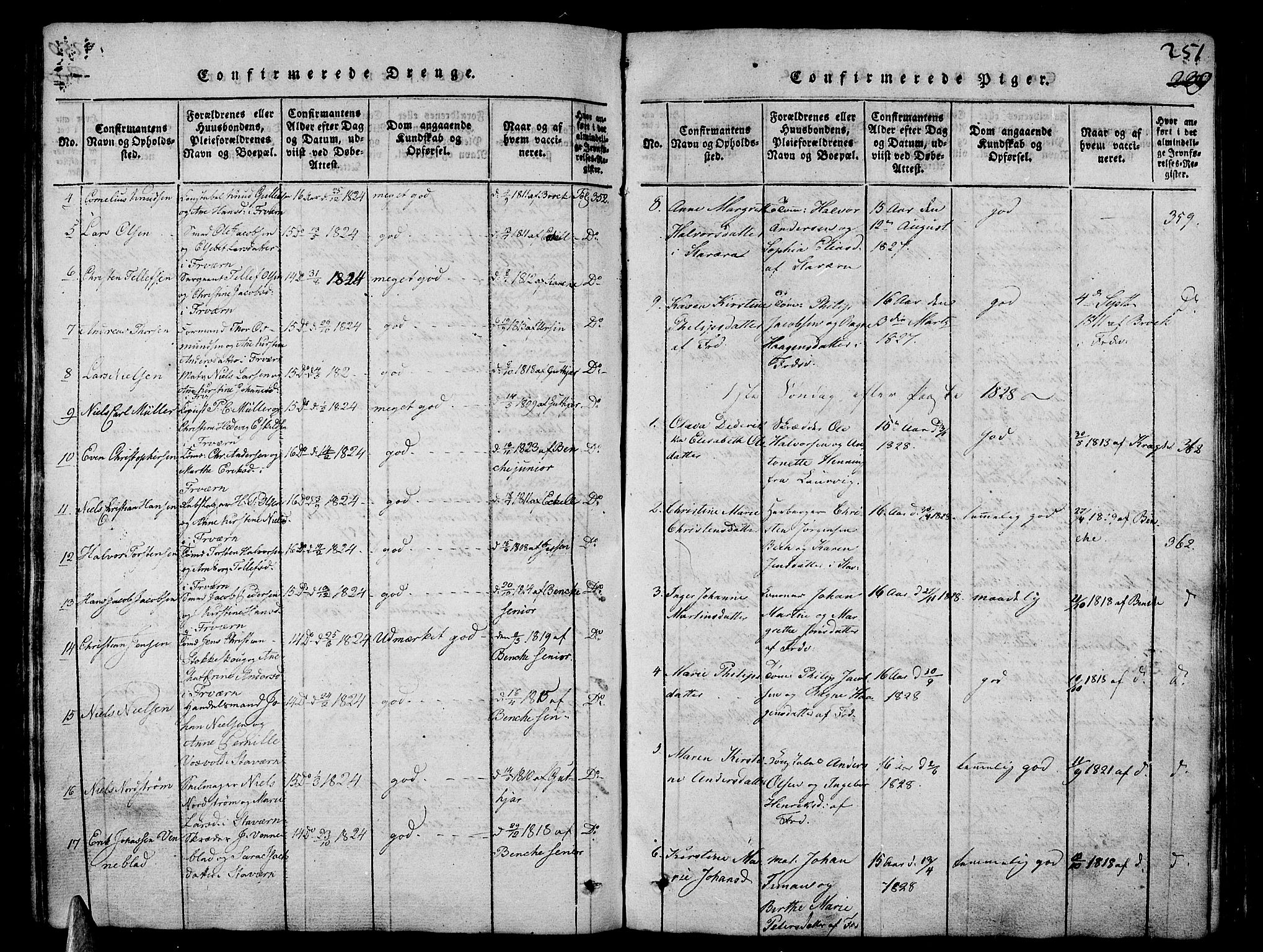 Stavern kirkebøker, AV/SAKO-A-318/G/Ga/L0001: Parish register (copy) no. 1, 1817-1841, p. 251