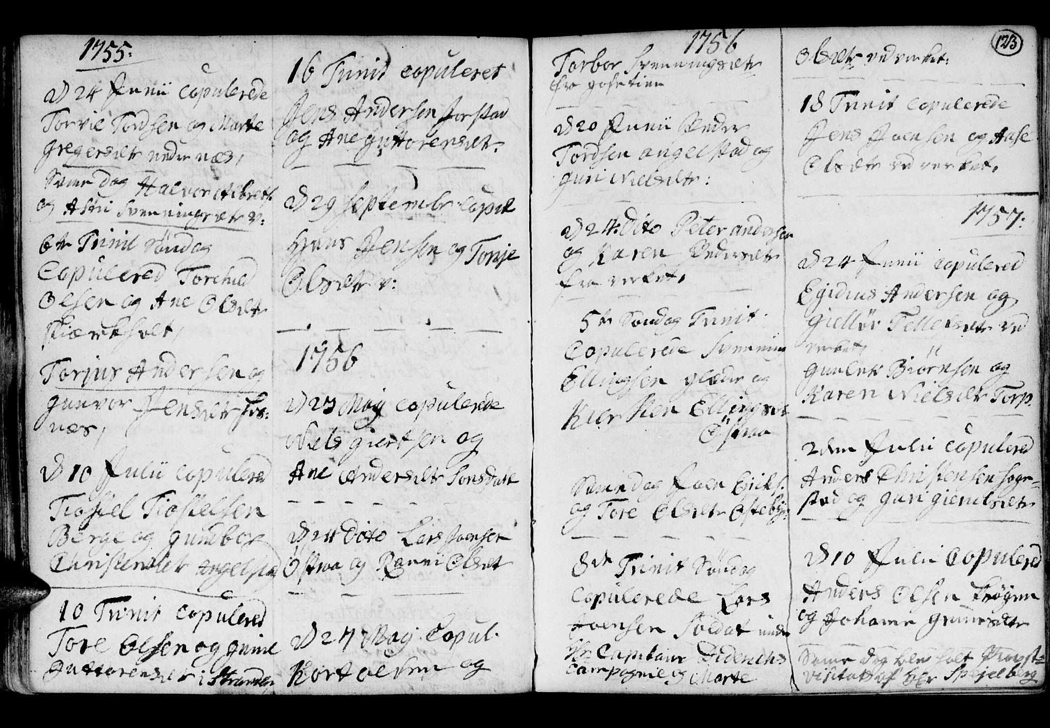 Holt sokneprestkontor, SAK/1111-0021/F/Fb/L0005: Parish register (copy) no. B 5, 1746-1764, p. 123