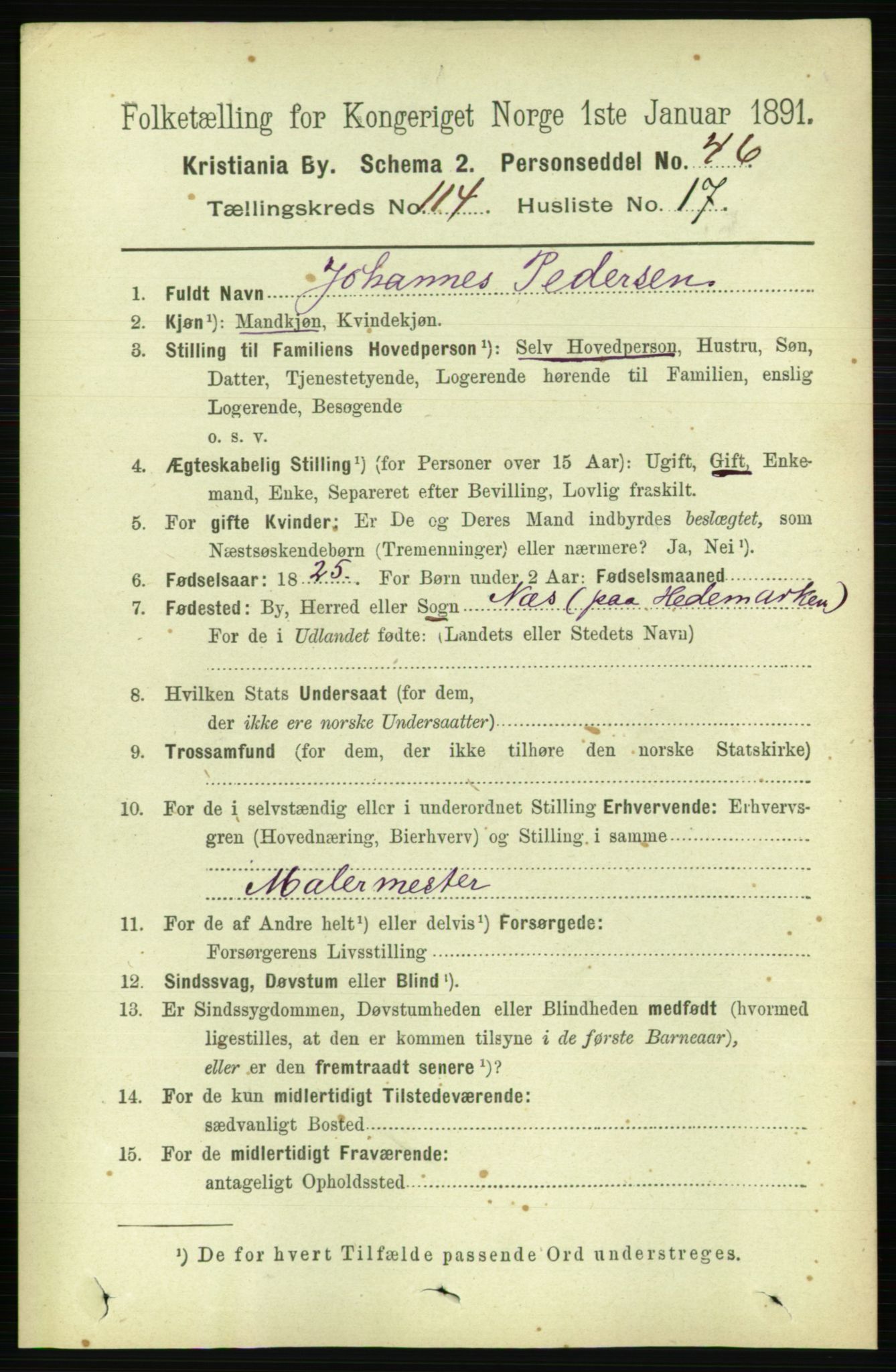 RA, 1891 census for 0301 Kristiania, 1891, p. 61311