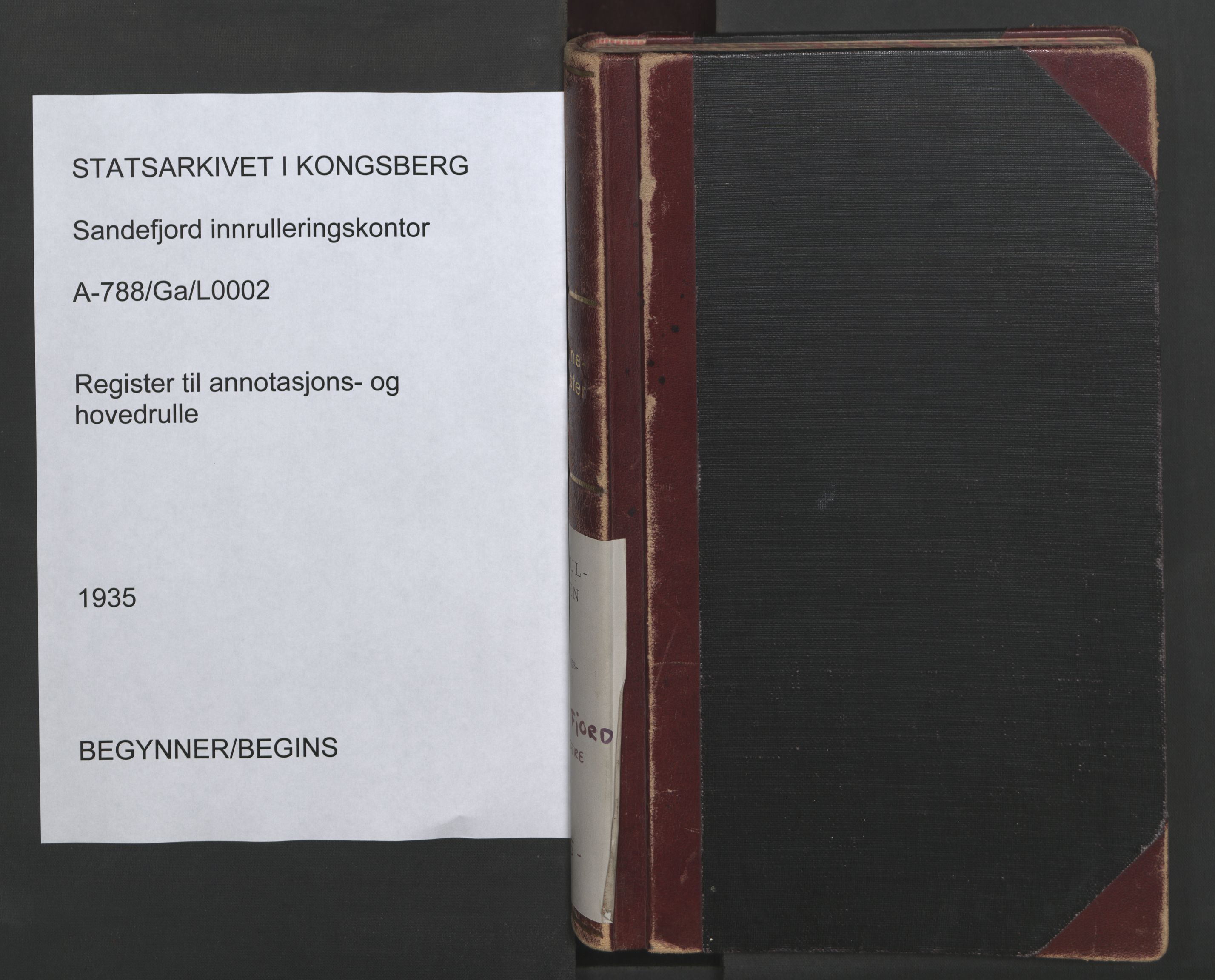 Sandefjord innrulleringskontor, SAKO/A-788/G/Ga/L0002: Register til annotasjons- og hovedrulle, 1935, p. 1
