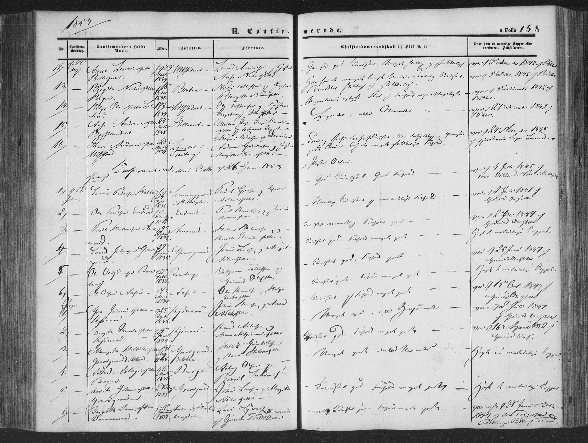 Rollag kirkebøker, AV/SAKO-A-240/F/Fa/L0008: Parish register (official) no. I 8, 1847-1860, p. 158