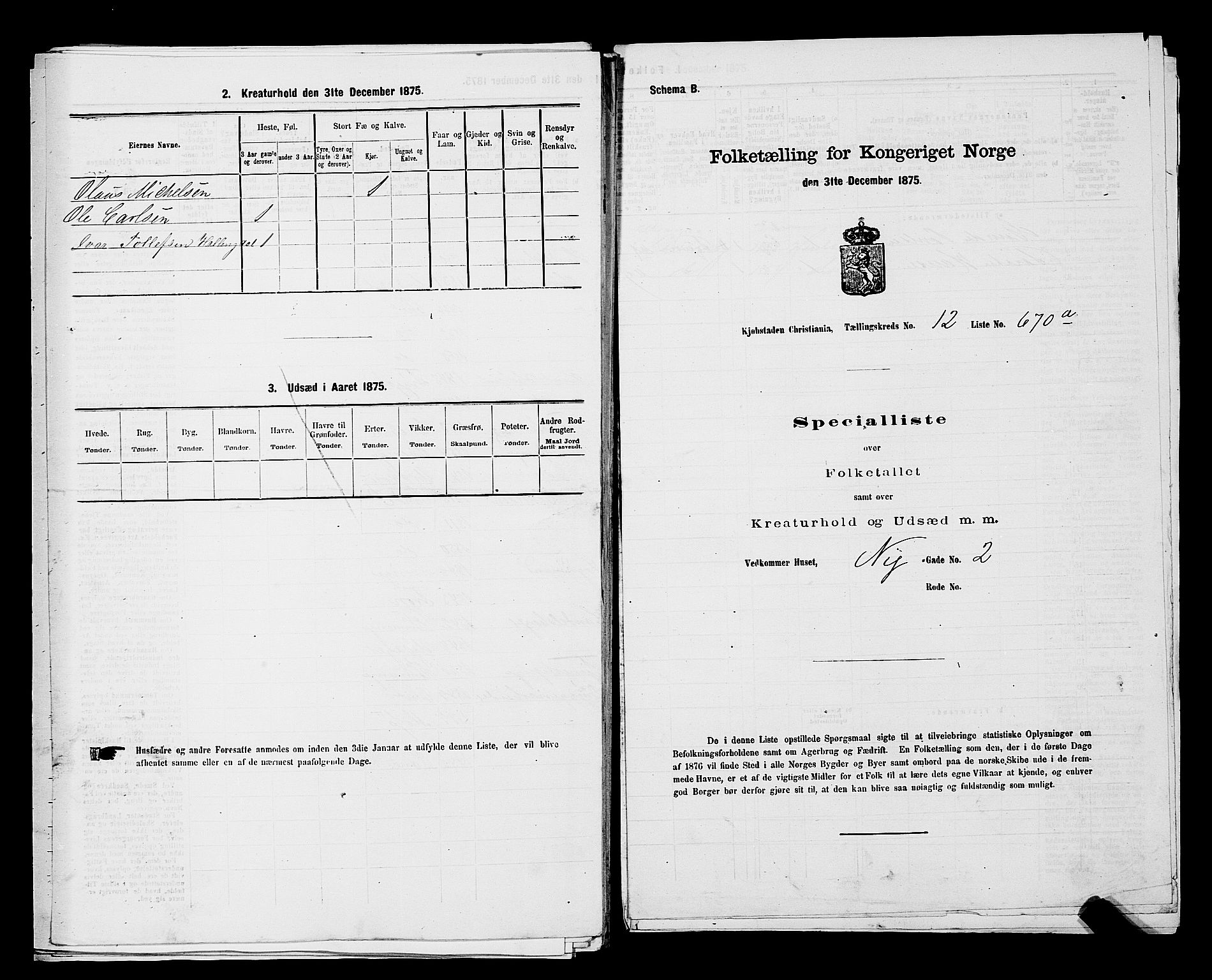 RA, 1875 census for 0301 Kristiania, 1875, p. 2063